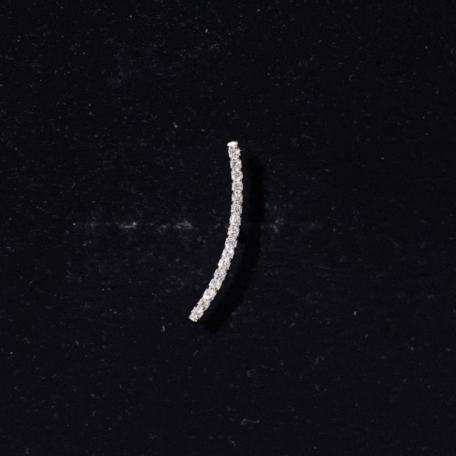 Pave Set Diamond Curved Bar Earring for Cartilage Piercing Lab - ( EF-VS ) - Rosec Jewels