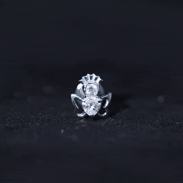 Heart Diamond Angel Earring for Helix Piercing Lab - ( EF-VS ) - Rosec Jewels