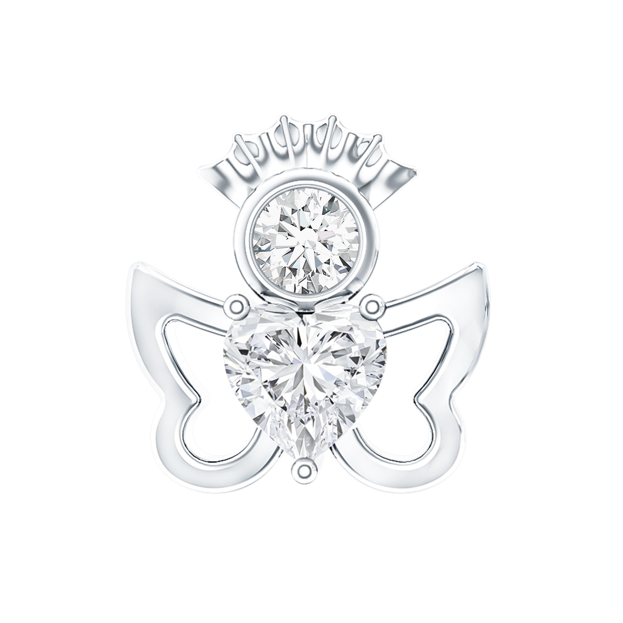 Heart Diamond Angel Earring for Helix Piercing Lab - ( EF-VS ) - Rosec Jewels