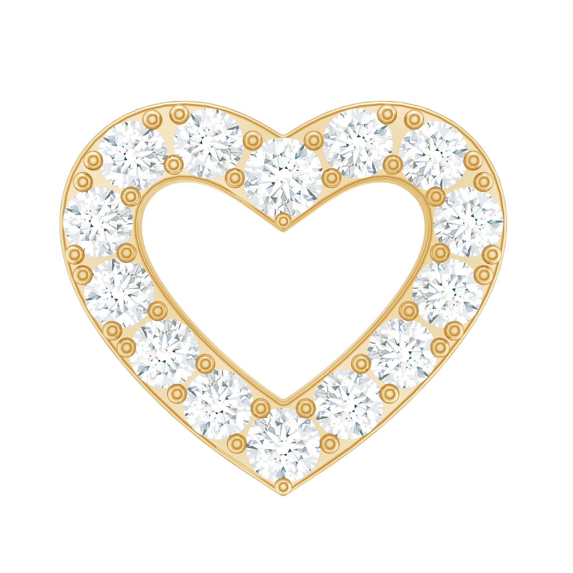 Cute Diamond Open Heart Earring for Helix Piercing Lab - ( EF-VS ) - Rosec Jewels