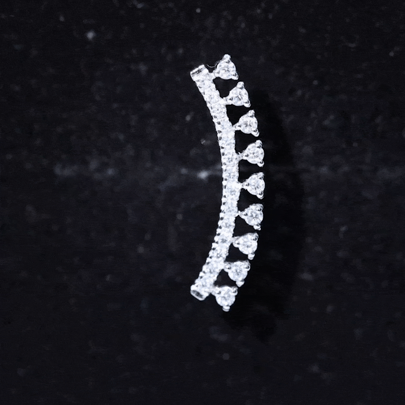 Minimal Diamond Crawler Earring for Cartilage Piercing Lab - ( EF-VS ) - Rosec Jewels
