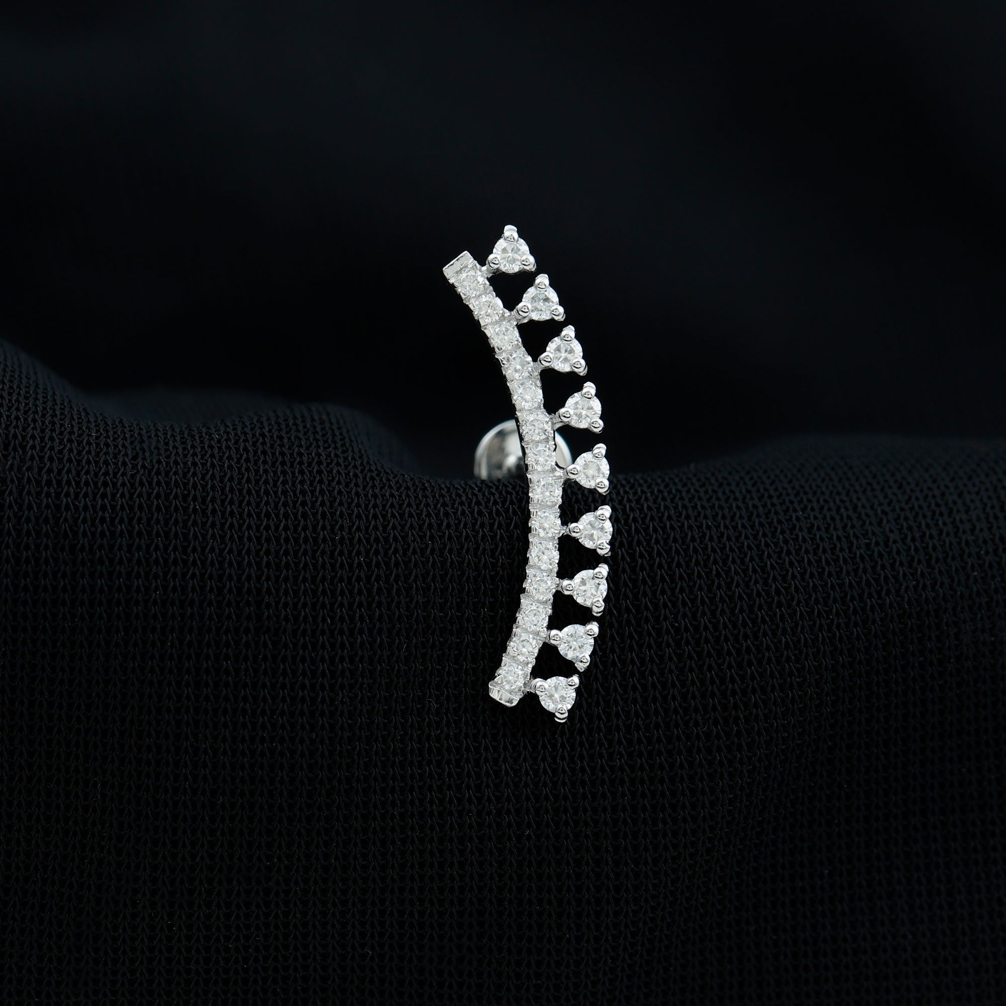 Minimal Diamond Crawler Earring for Cartilage Piercing Lab - ( EF-VS ) - Rosec Jewels