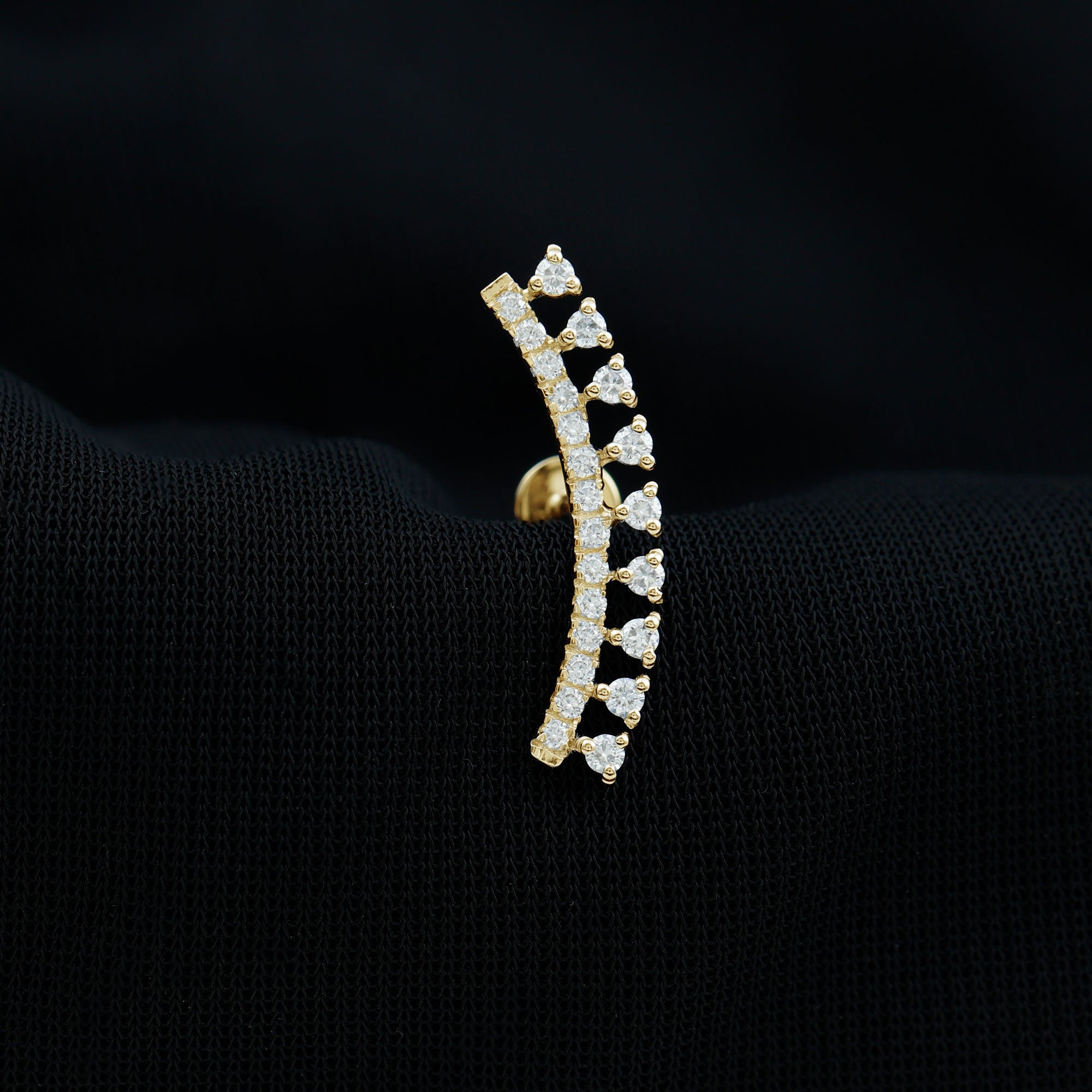 Minimal Diamond Crawler Earring for Cartilage Piercing Lab - ( EF-VS ) - Rosec Jewels