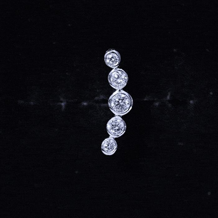 Graduated Style Diamond Crawler Earring for Helix Piercing Lab - ( EF-VS ) - Rosec Jewels