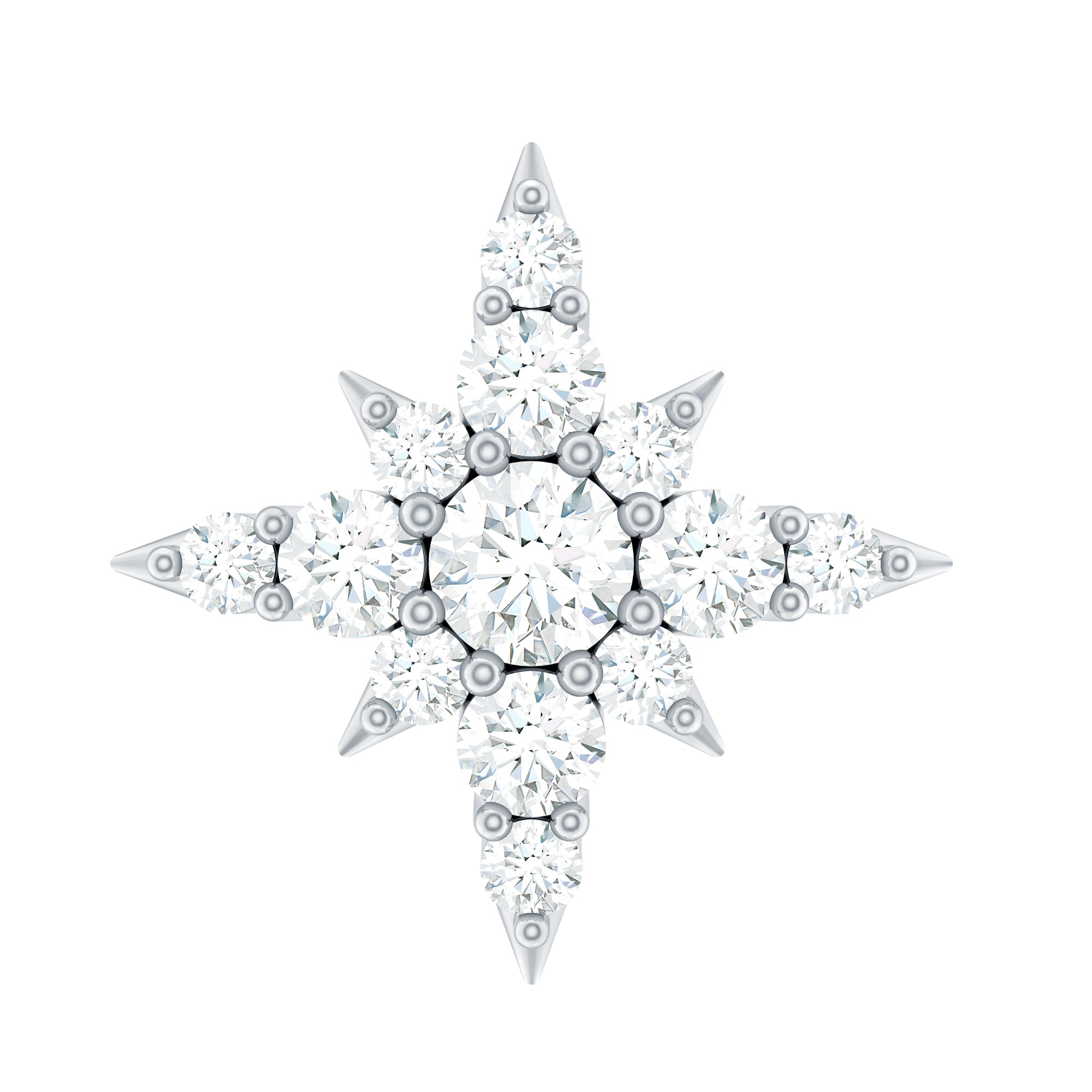 Sparkling Diamond Starburst Earring for Cartilage Piercing Lab - ( EF-VS ) - Rosec Jewels
