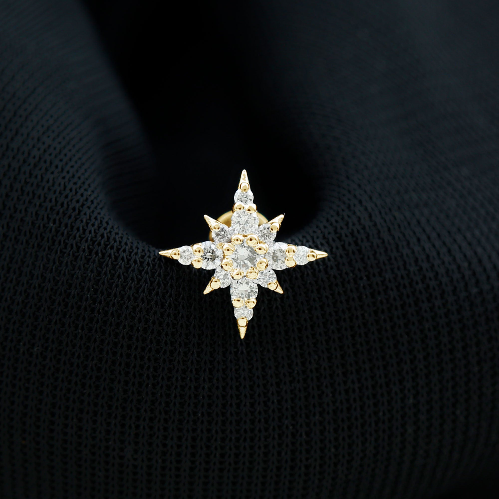 Sparkling Diamond Starburst Earring for Cartilage Piercing Lab - ( EF-VS ) - Rosec Jewels