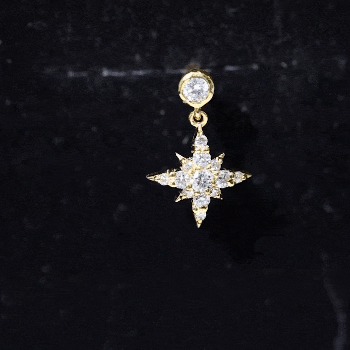 Certified Diamond Starburst Drop Earring for Helix Piercing Lab - ( EF-VS ) - Rosec Jewels