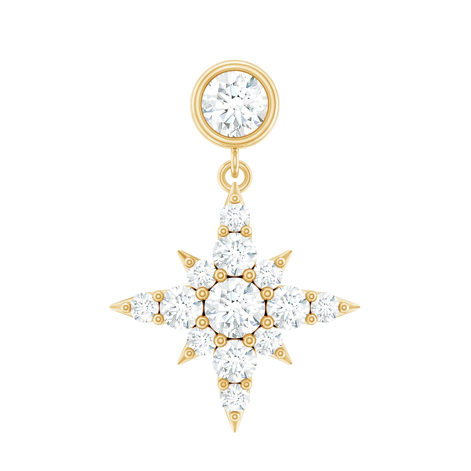 Certified Diamond Starburst Drop Earring for Helix Piercing Lab - ( EF-VS ) - Rosec Jewels
