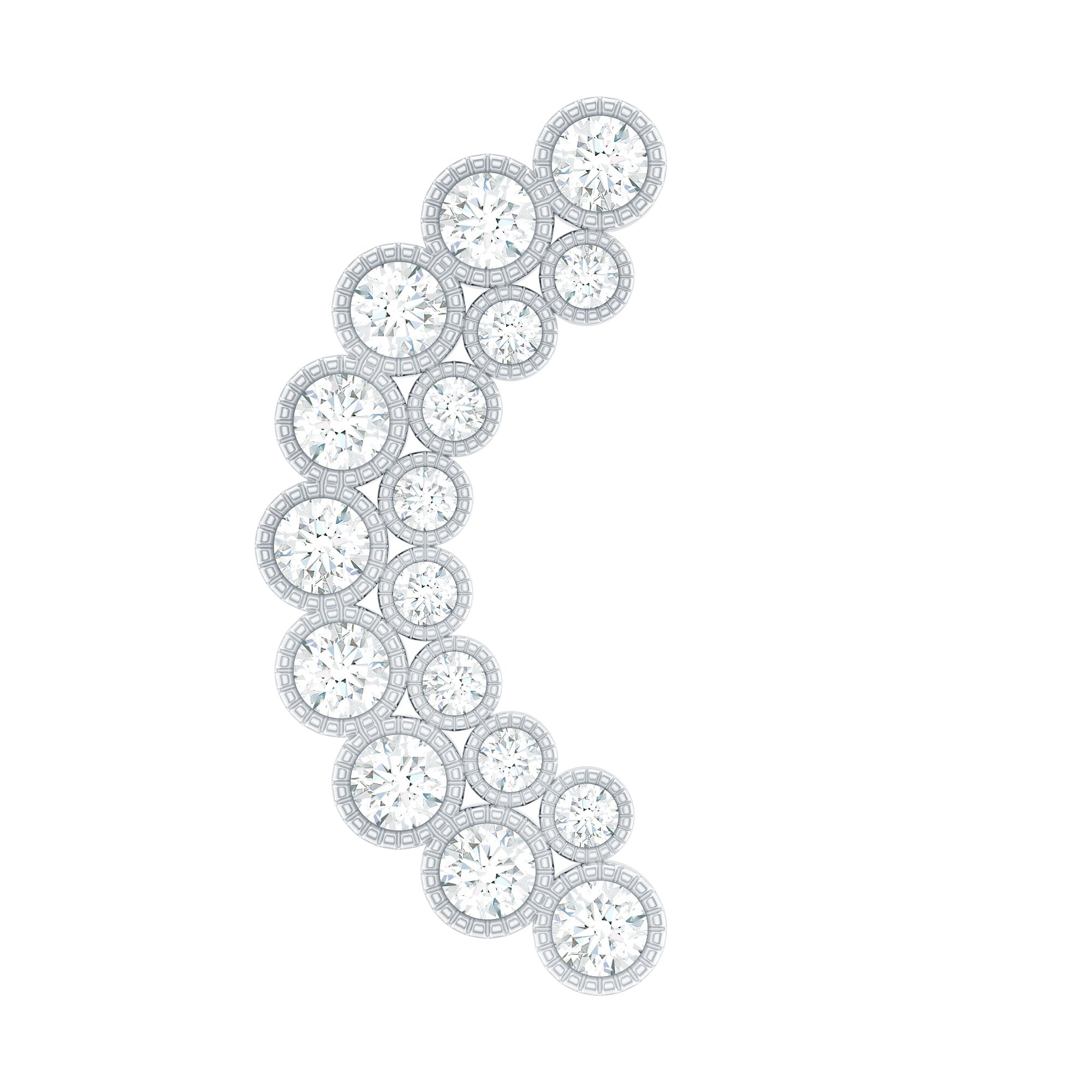 Diamond Curved Crawler Earring in Bezel Set Lab - ( EF-VS ) - Rosec Jewels