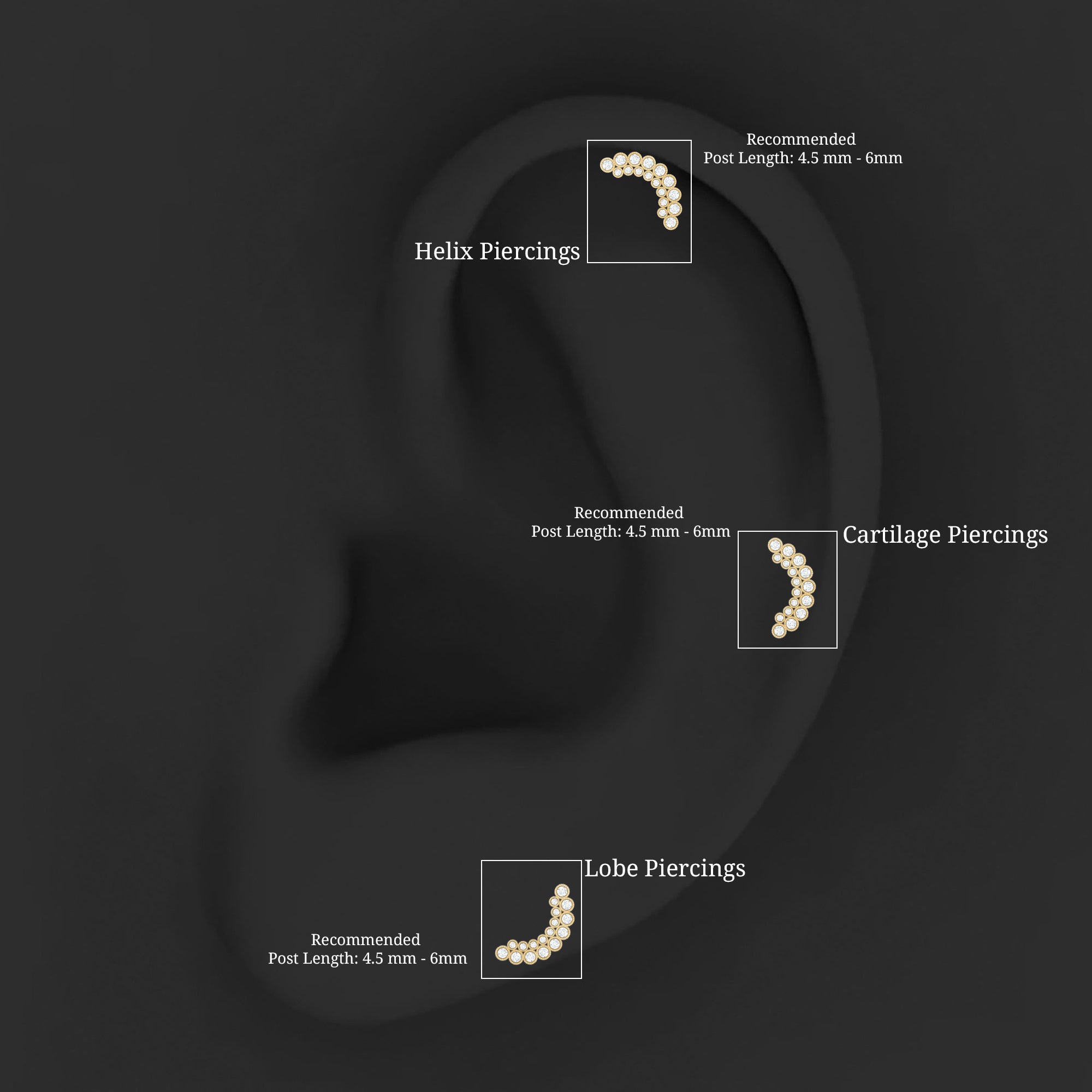 Diamond Curved Crawler Earring in Bezel Set Lab - ( EF-VS ) - Rosec Jewels