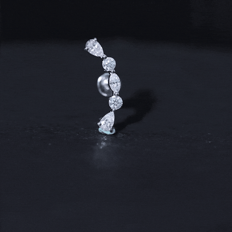Simple Diamond Curved Crawler Earring for Helix Piercing Lab - ( EF-VS ) - Rosec Jewels