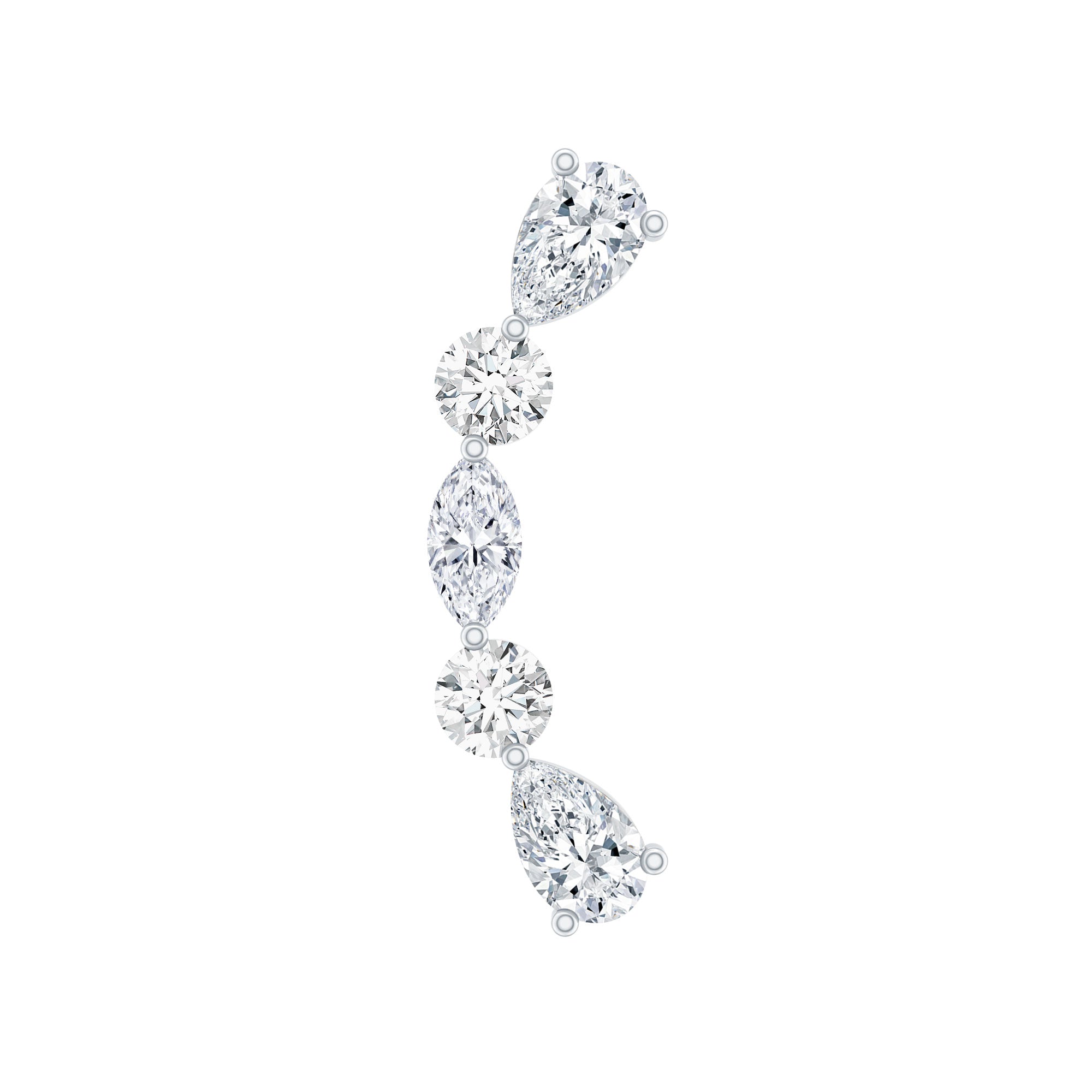 Simple Diamond Curved Crawler Earring for Helix Piercing Lab - ( EF-VS ) - Rosec Jewels