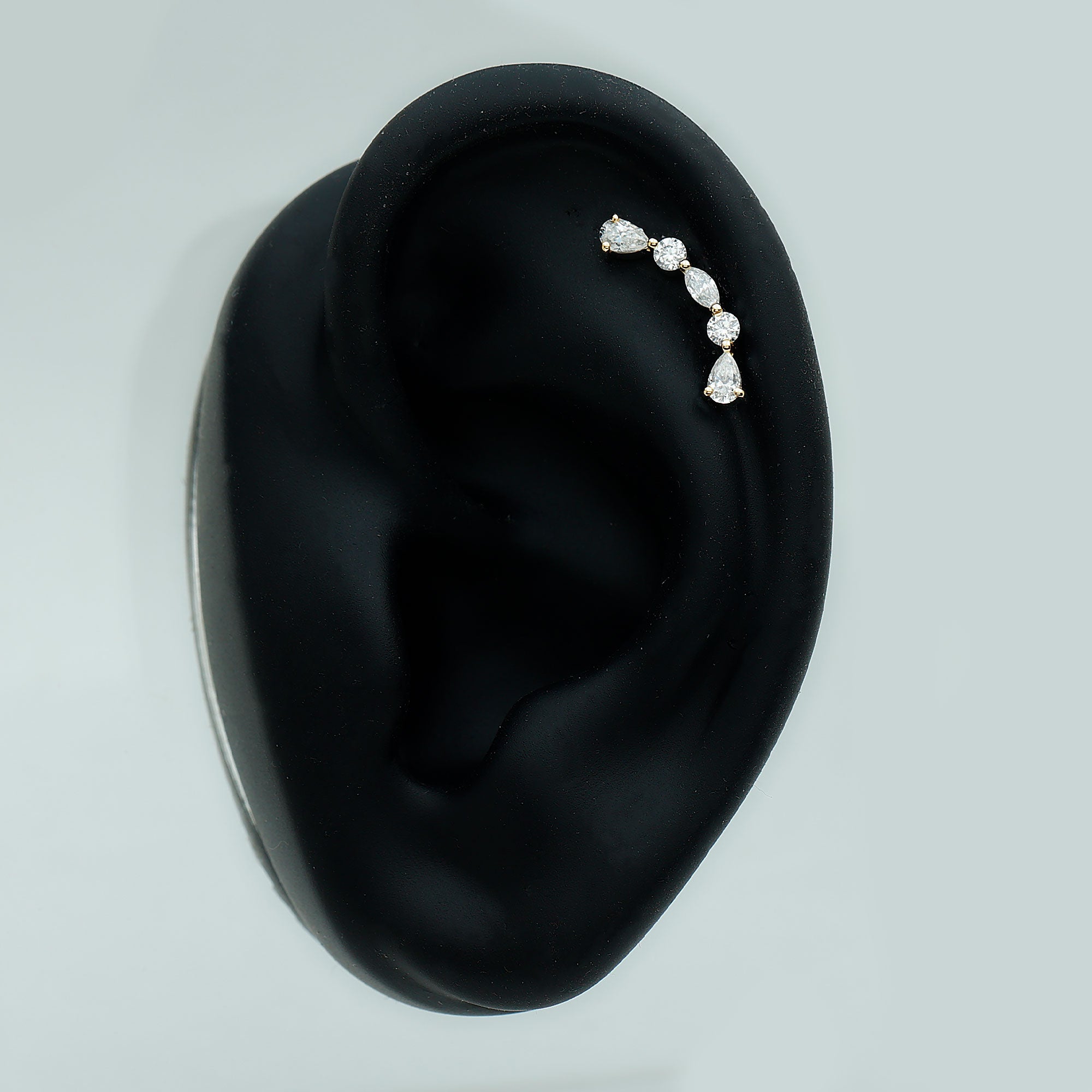 Simple Diamond Curved Crawler Earring for Helix Piercing Lab - ( EF-VS ) - Rosec Jewels