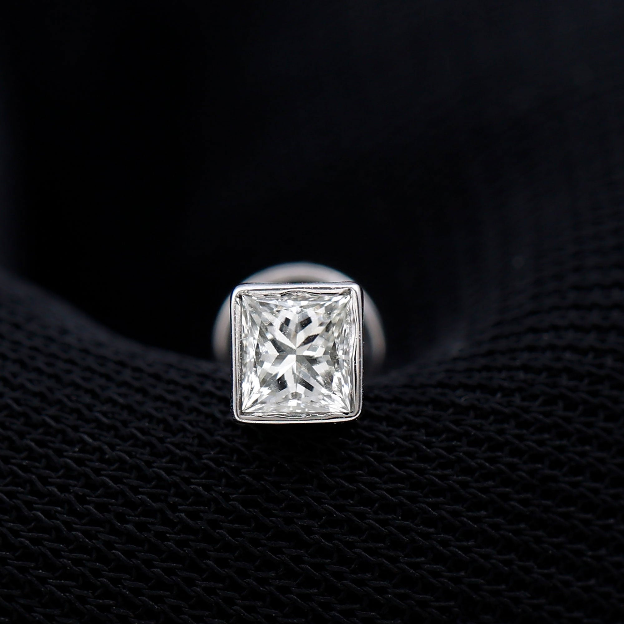 Princess Cut Diamond Conch Earring in Bezel Setting Lab - ( EF-VS ) - Rosec Jewels