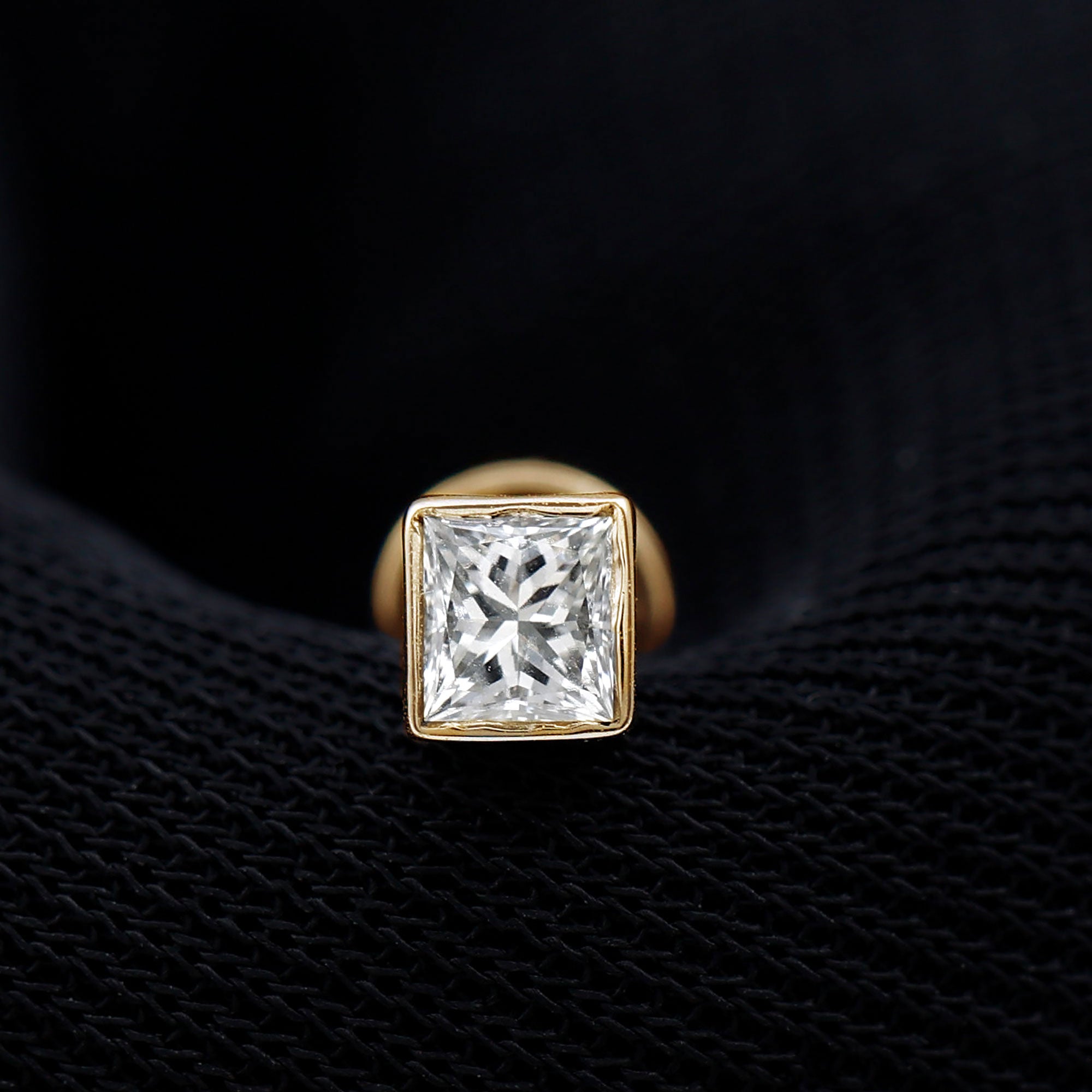 Princess Cut Diamond Conch Earring in Bezel Setting Lab - ( EF-VS ) - Rosec Jewels