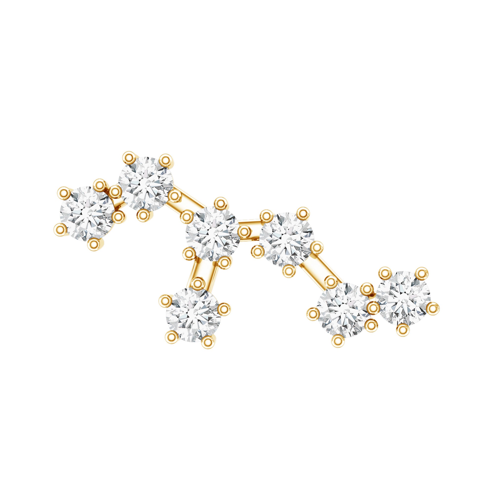 Diamond Leo Constellation Crawler Earring for Helix Piercing Lab - ( EF-VS ) - Rosec Jewels