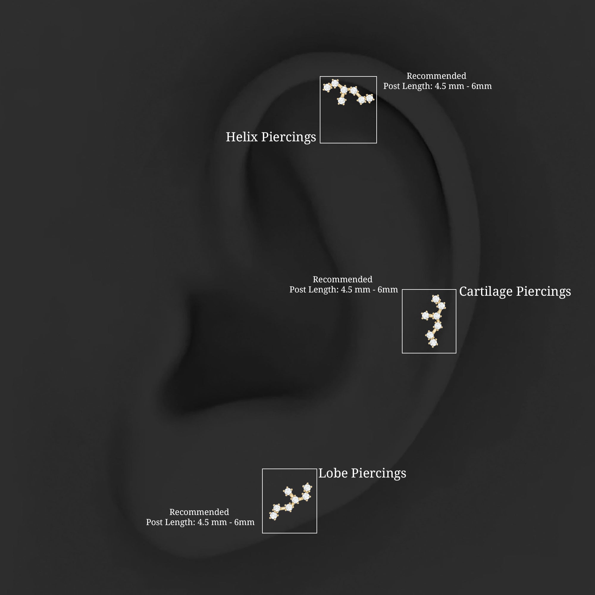 Diamond Leo Constellation Crawler Earring for Helix Piercing Lab - ( EF-VS ) - Rosec Jewels