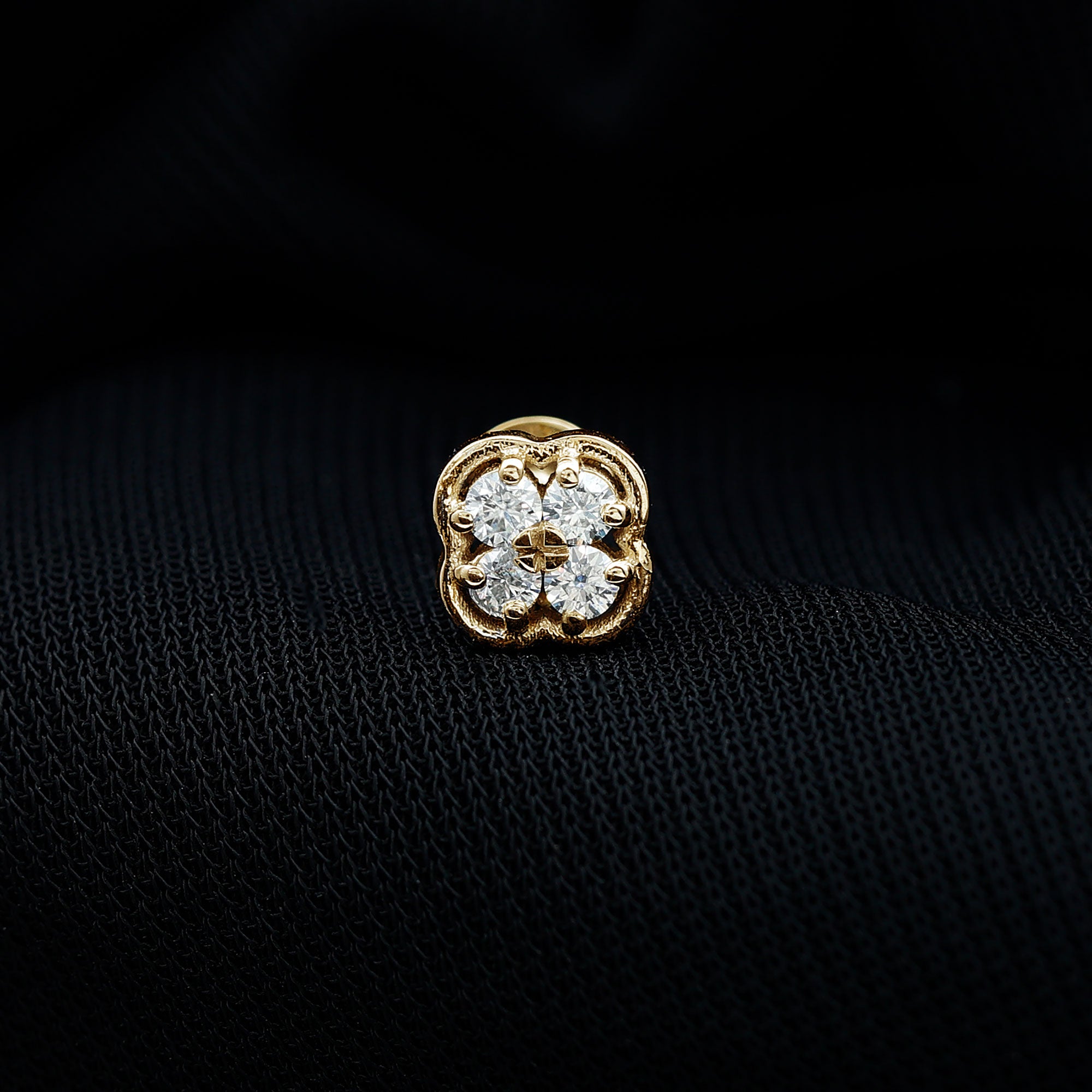 Diamond Flower Cluster Earring for Helix Piercing Lab - ( EF-VS ) - Rosec Jewels