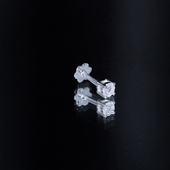 Minimalist Diamond Solitaire Earring for Tragus Piercing Lab - ( EF-VS ) - Rosec Jewels