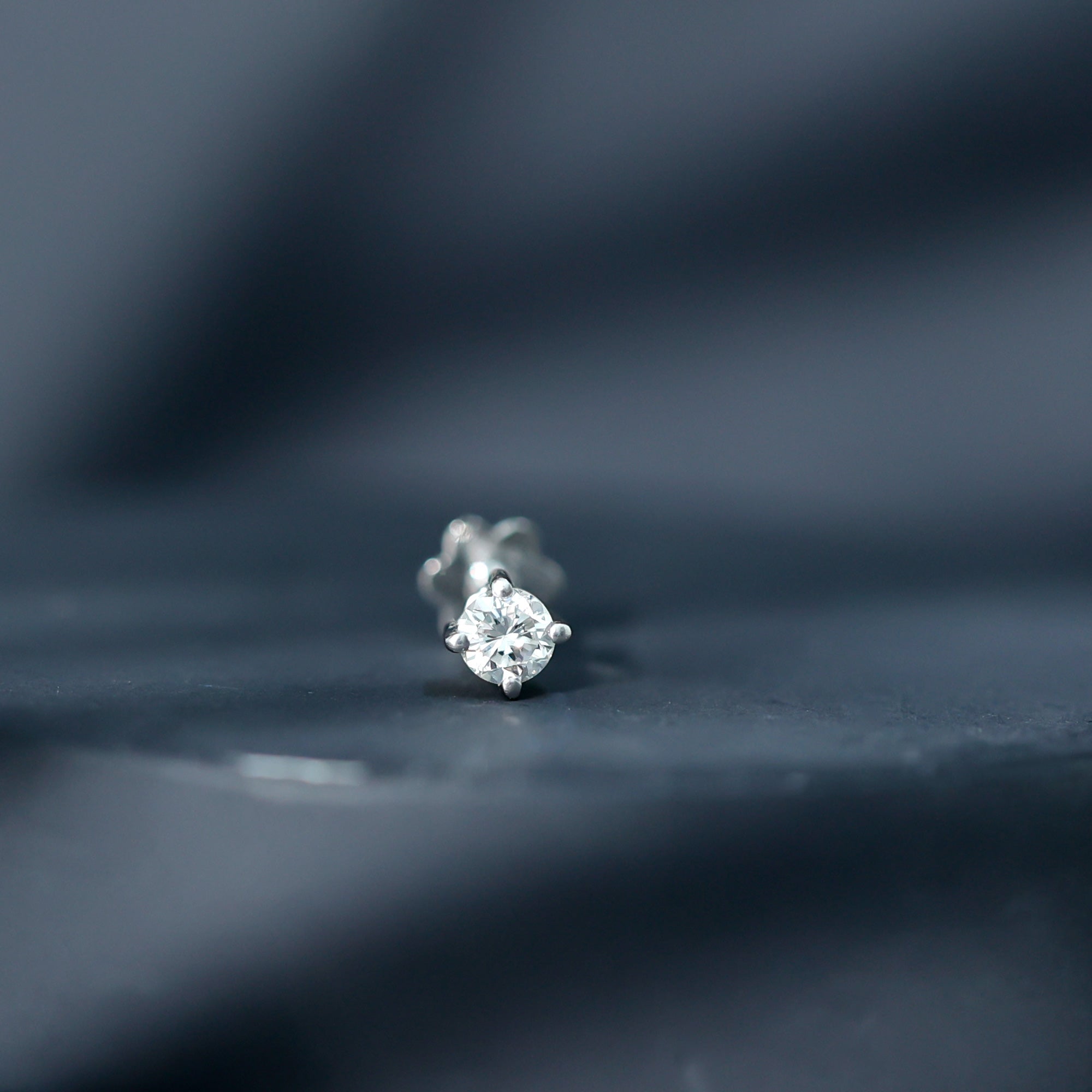 Minimalist Diamond Solitaire Earring for Tragus Piercing Lab - ( EF-VS ) - Rosec Jewels