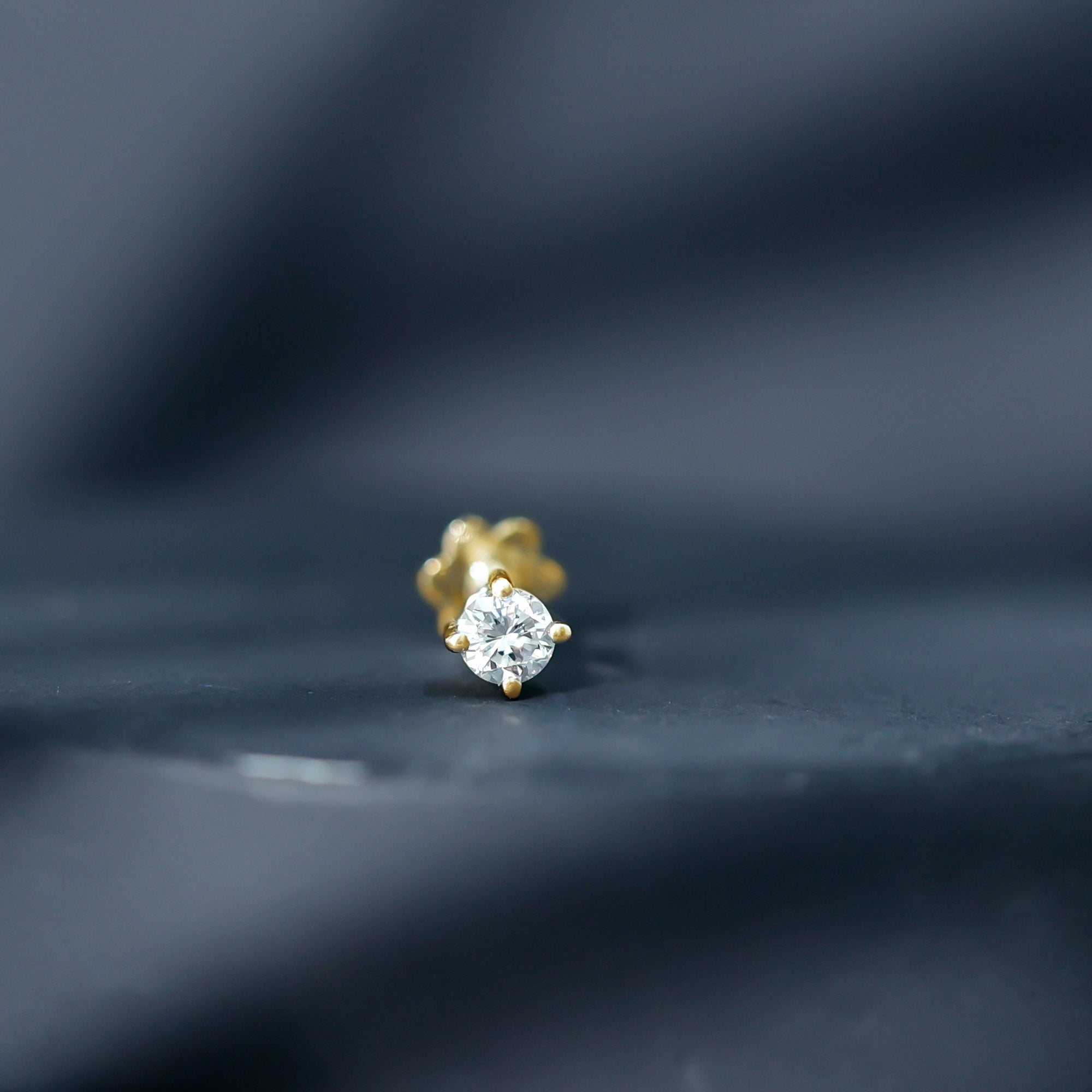 Minimalist Diamond Solitaire Earring for Tragus Piercing Lab - ( EF-VS ) - Rosec Jewels