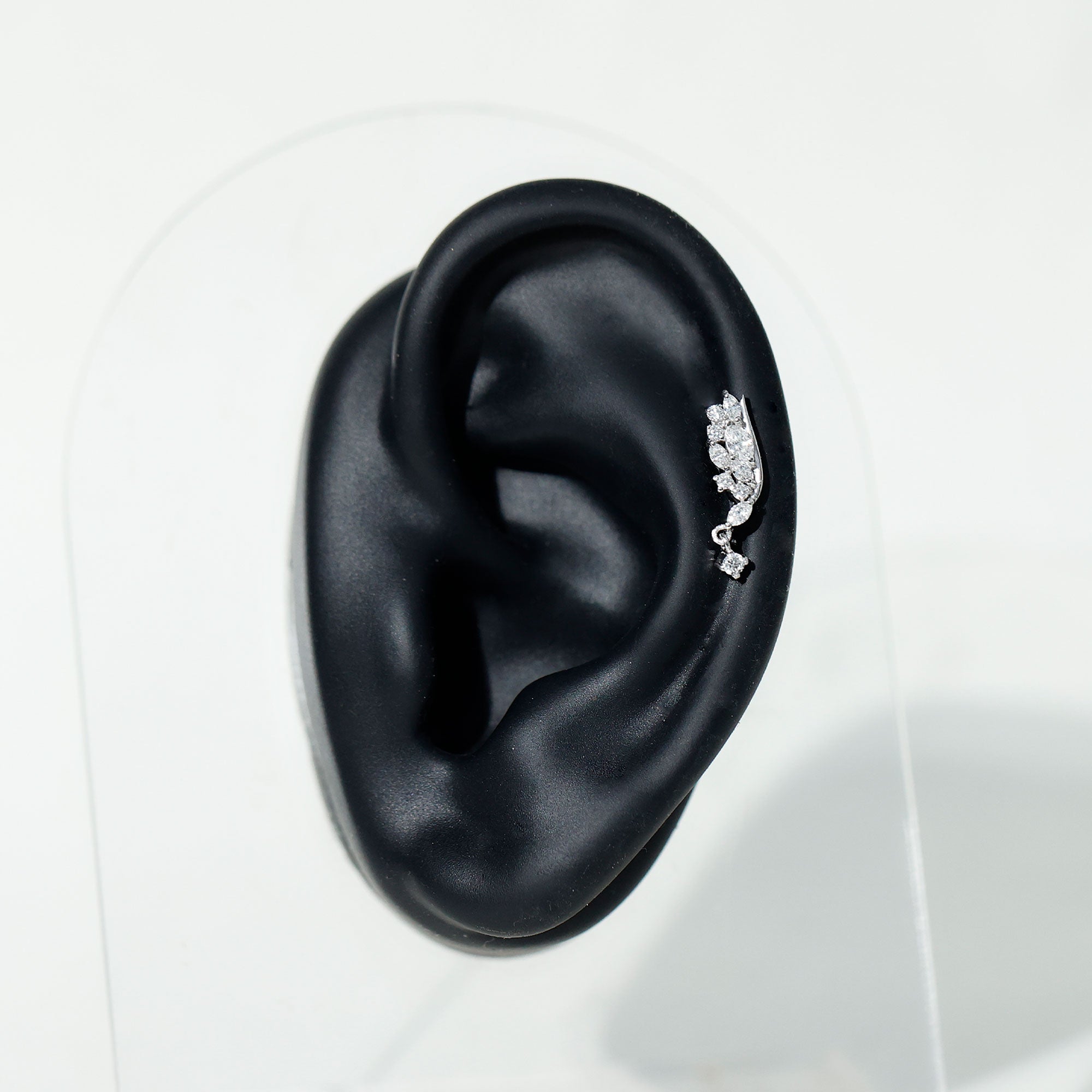 Brilliant Cut Diamond Wing Helix Drop Earring with Flat Back Lab - ( EF-VS ) - Rosec Jewels