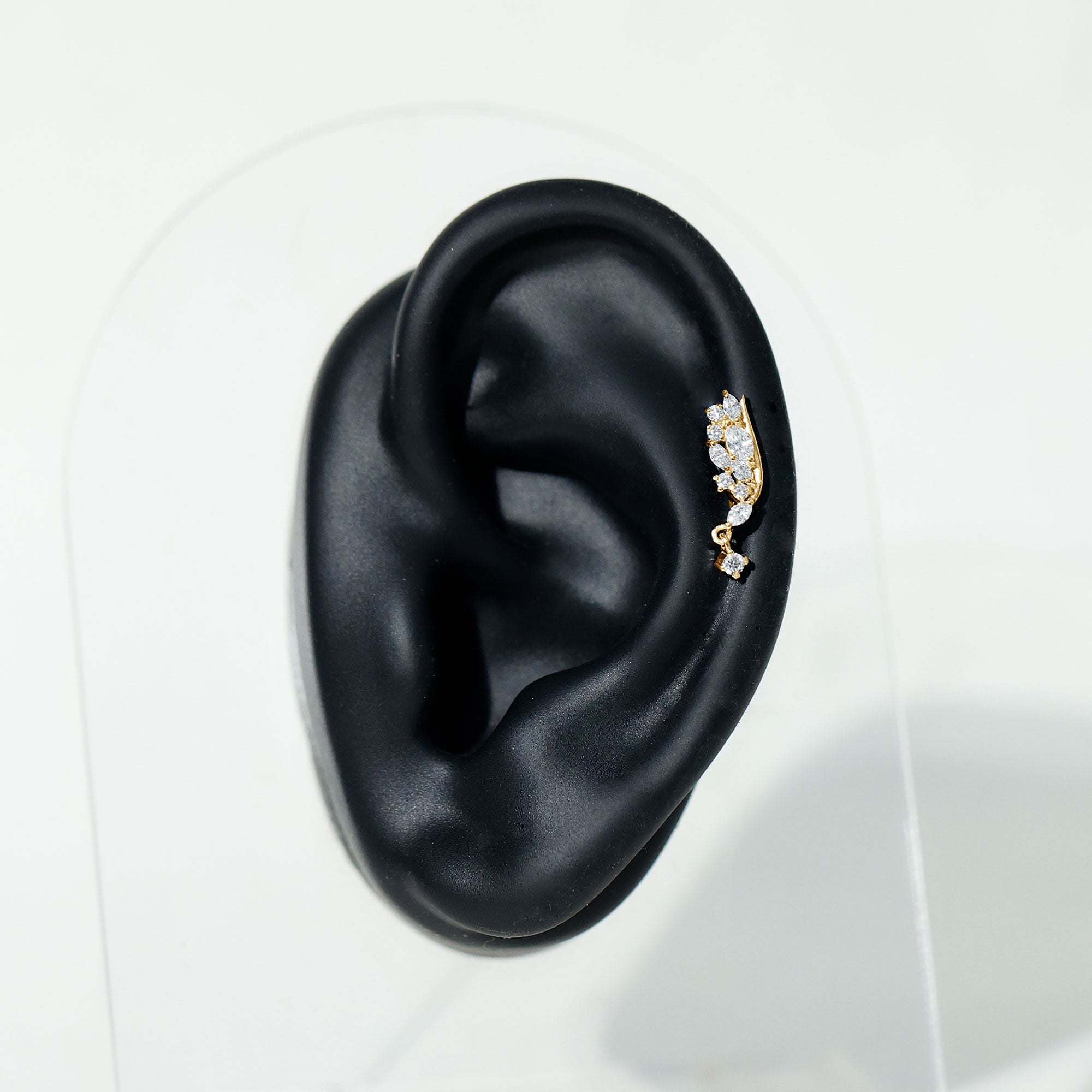 Brilliant Cut Diamond Wing Helix Drop Earring with Flat Back Lab - ( EF-VS ) - Rosec Jewels