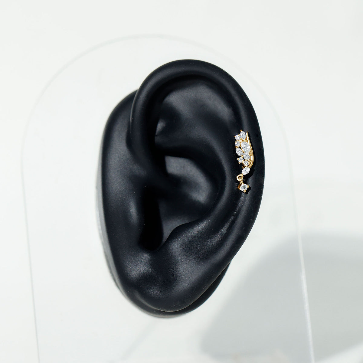 Brilliant Cut Diamond Wing Helix Drop Earring with Flat Back Lab - ( EF-VS ) - Rosec Jewels
