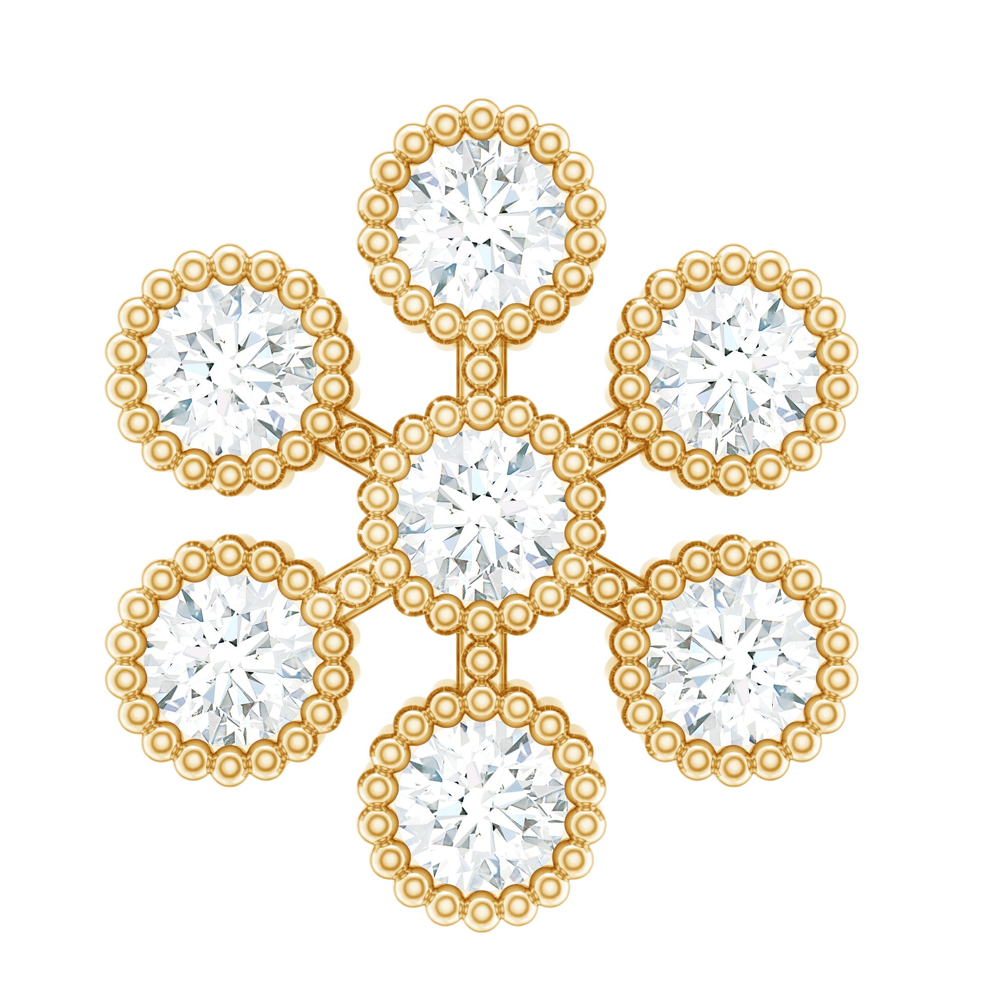 Round Diamond Flower Earring in Beaded Bezel Setting Lab - ( EF-VS ) - Rosec Jewels