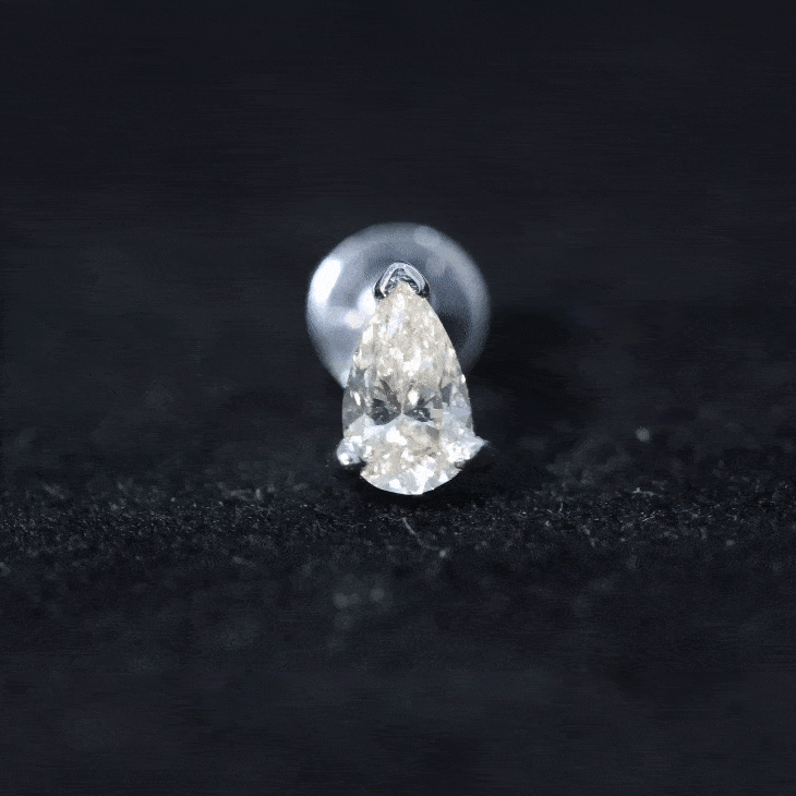 Solitaire Pear Shape Diamond Earring for Tragus Piercing Lab - ( EF-VS ) - Rosec Jewels