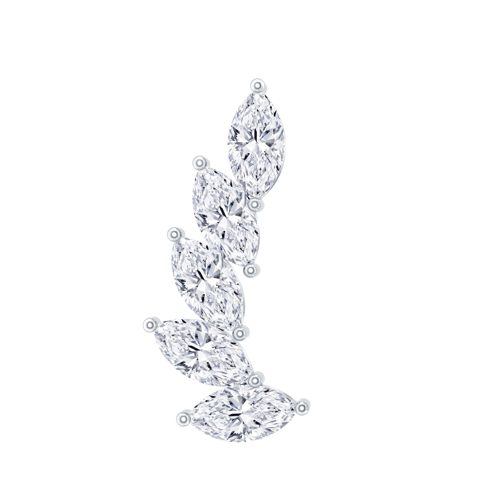 Marquise Diamond Crawler Earring for Helix Piercing Lab - ( EF-VS ) - Rosec Jewels