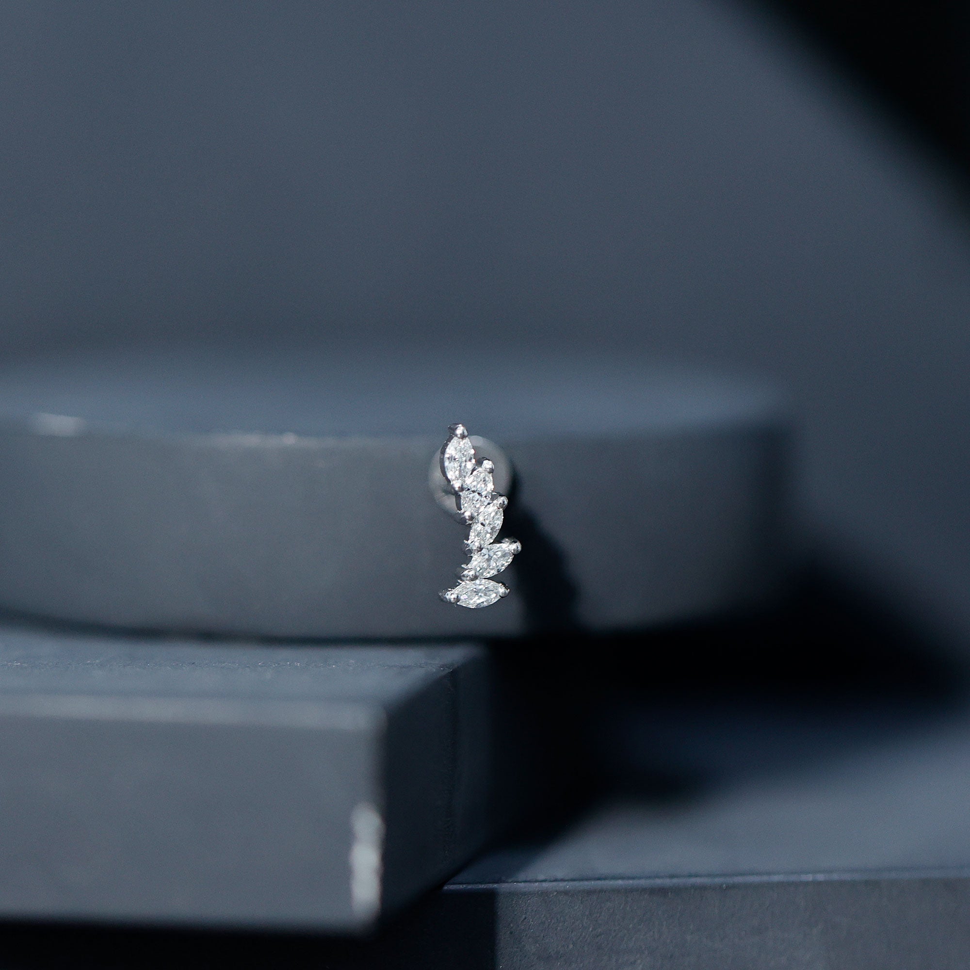 Marquise Diamond Crawler Earring for Helix Piercing Lab - ( EF-VS ) - Rosec Jewels
