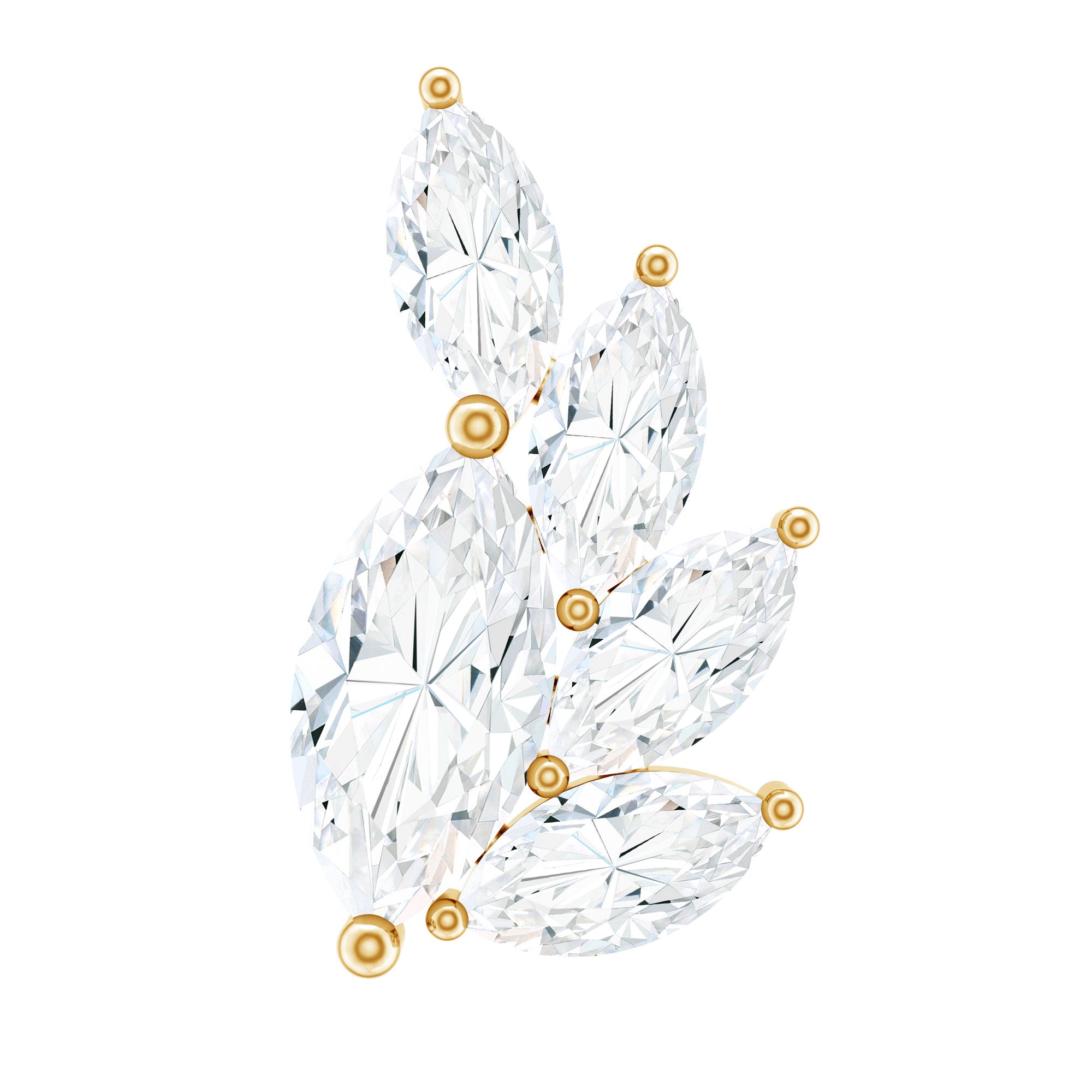 Marquise Diamond Cluster Helix Earring with Flat Back Lab - ( EF-VS ) - Rosec Jewels