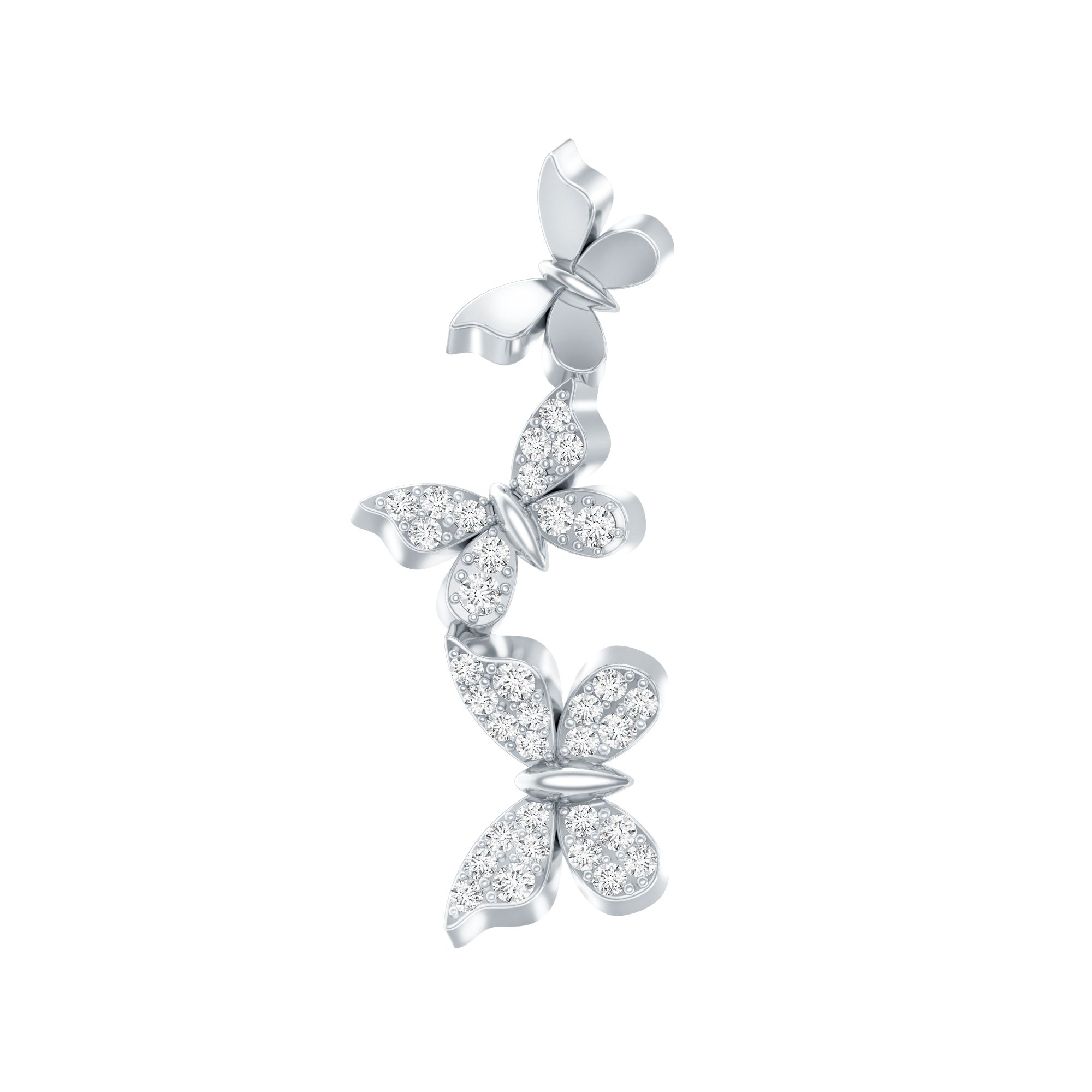 Diamond Butterfly Crawler Earring for Helix Piercing Lab - ( EF-VS ) - Rosec Jewels