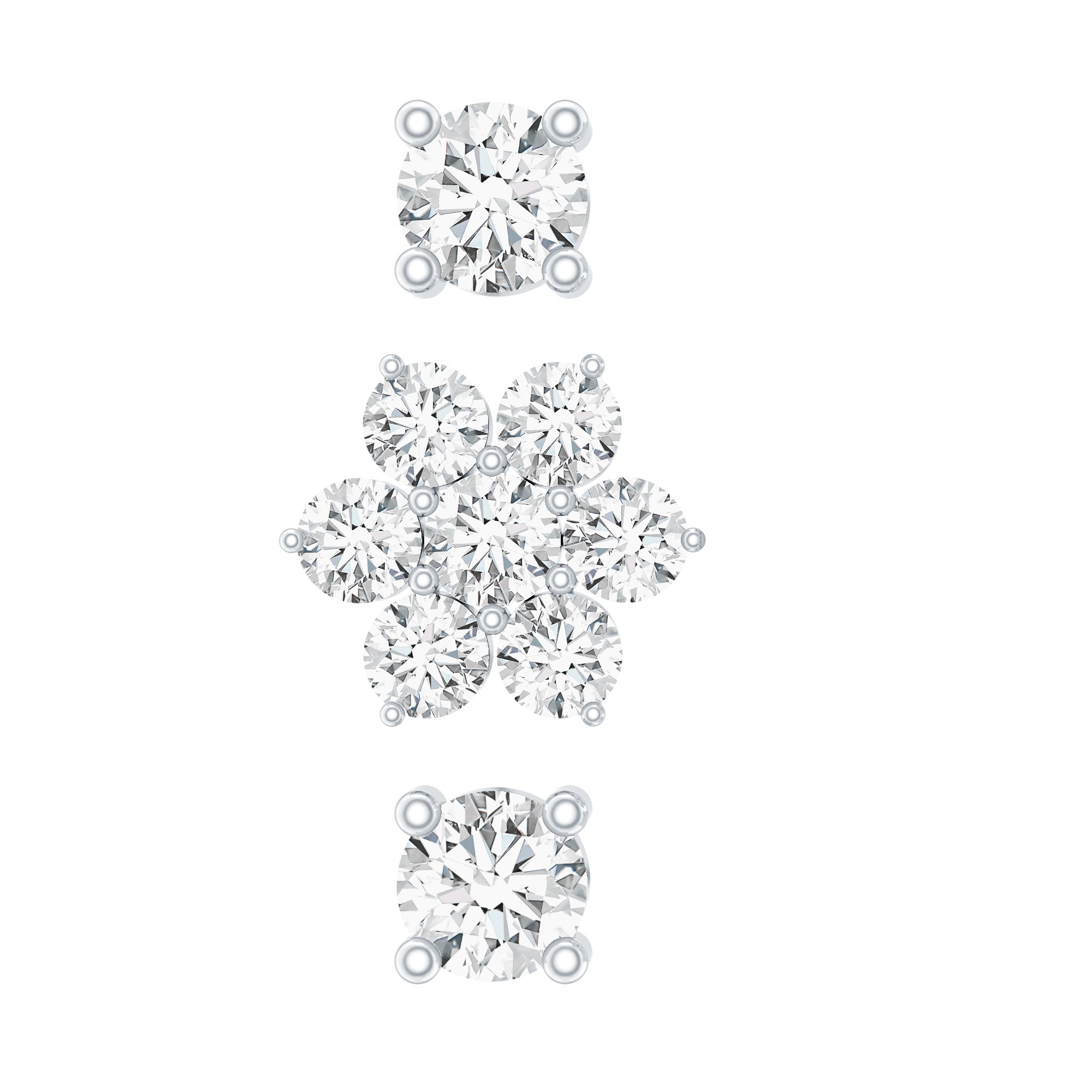 Certified Diamond Flower Helix Earring Set of 3 Lab - ( EF-VS ) - Rosec Jewels