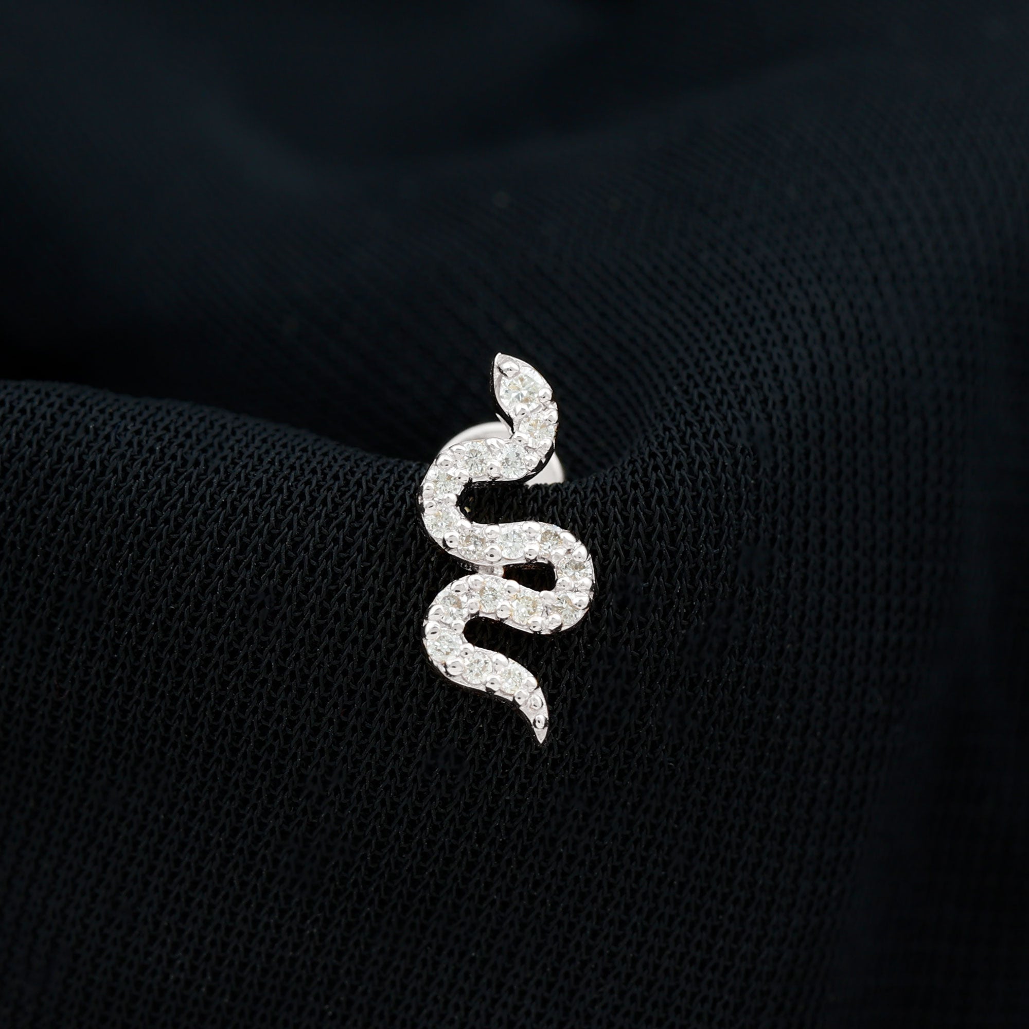 Certified Diamond Snake Earring for Cartilage Piercing Lab - ( EF-VS ) - Rosec Jewels