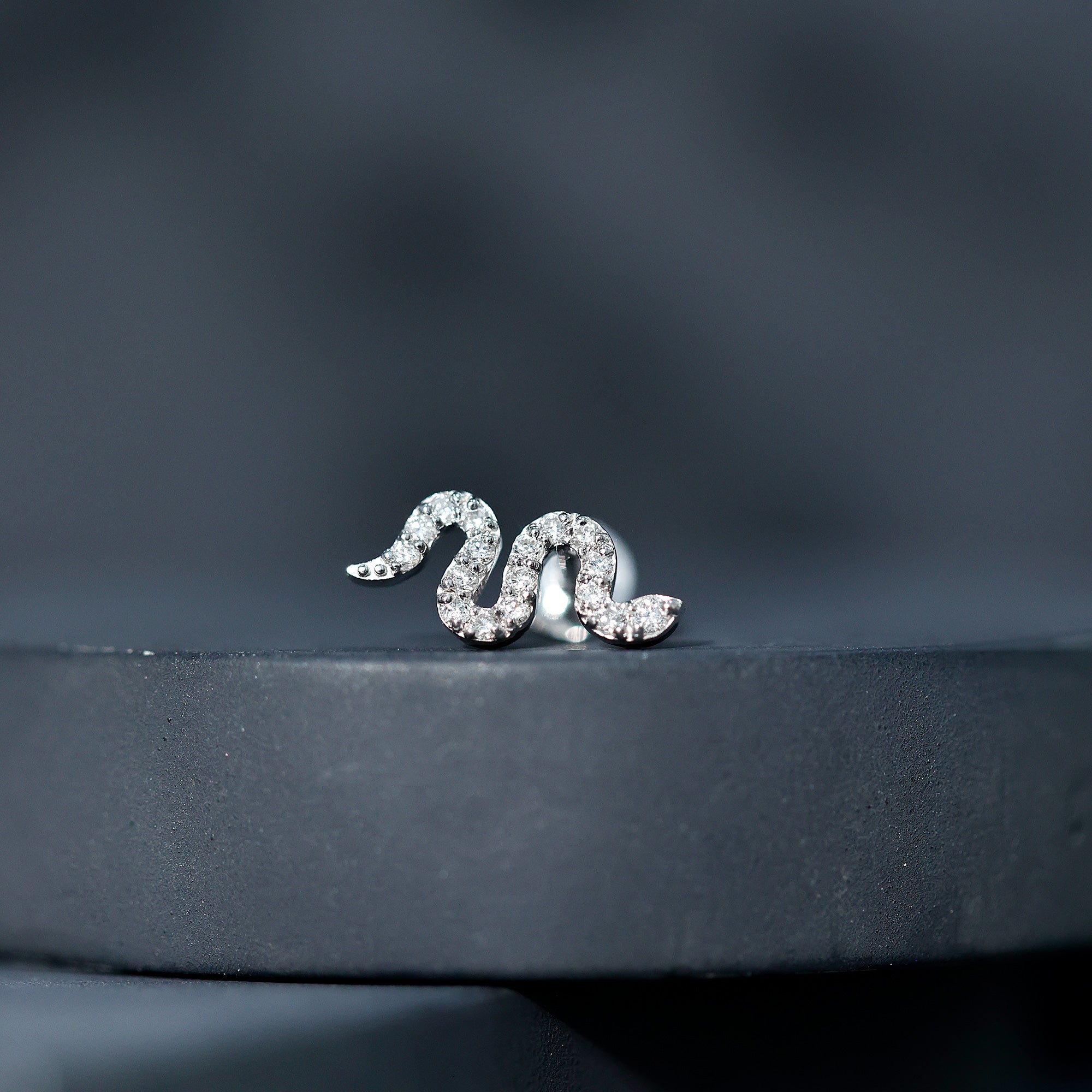 Certified Diamond Snake Earring for Cartilage Piercing Lab - ( EF-VS ) - Rosec Jewels