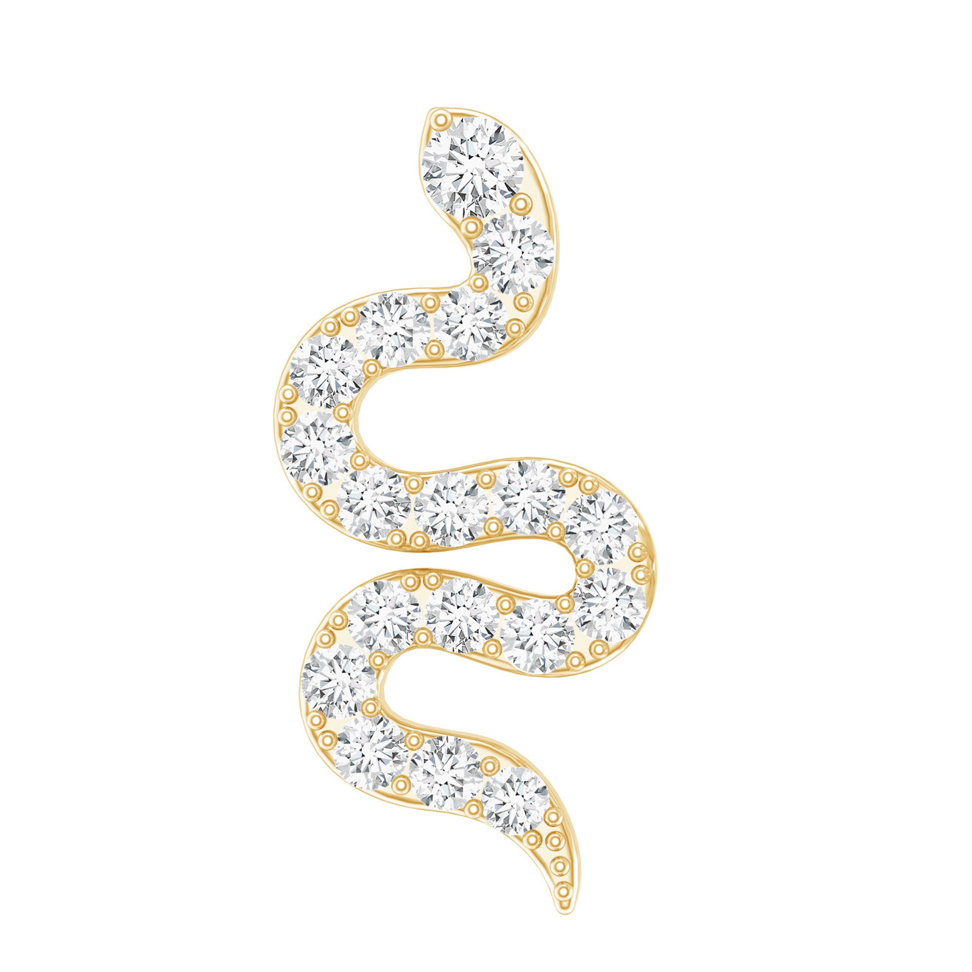 Certified Diamond Snake Earring for Cartilage Piercing Lab - ( EF-VS ) - Rosec Jewels