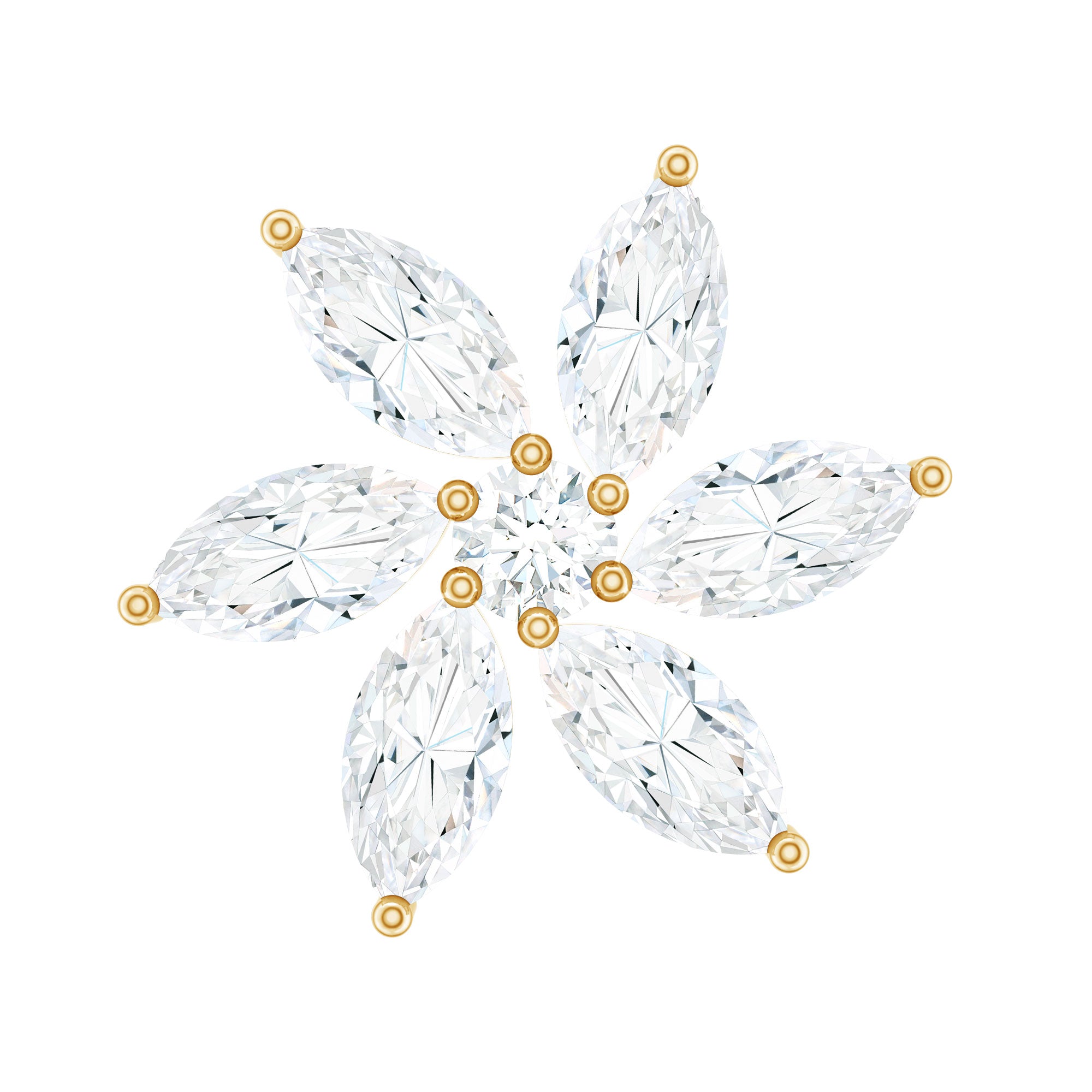 Sparkling Marquise Diamond Flower Helix Earring Lab - ( EF-VS ) - Rosec Jewels
