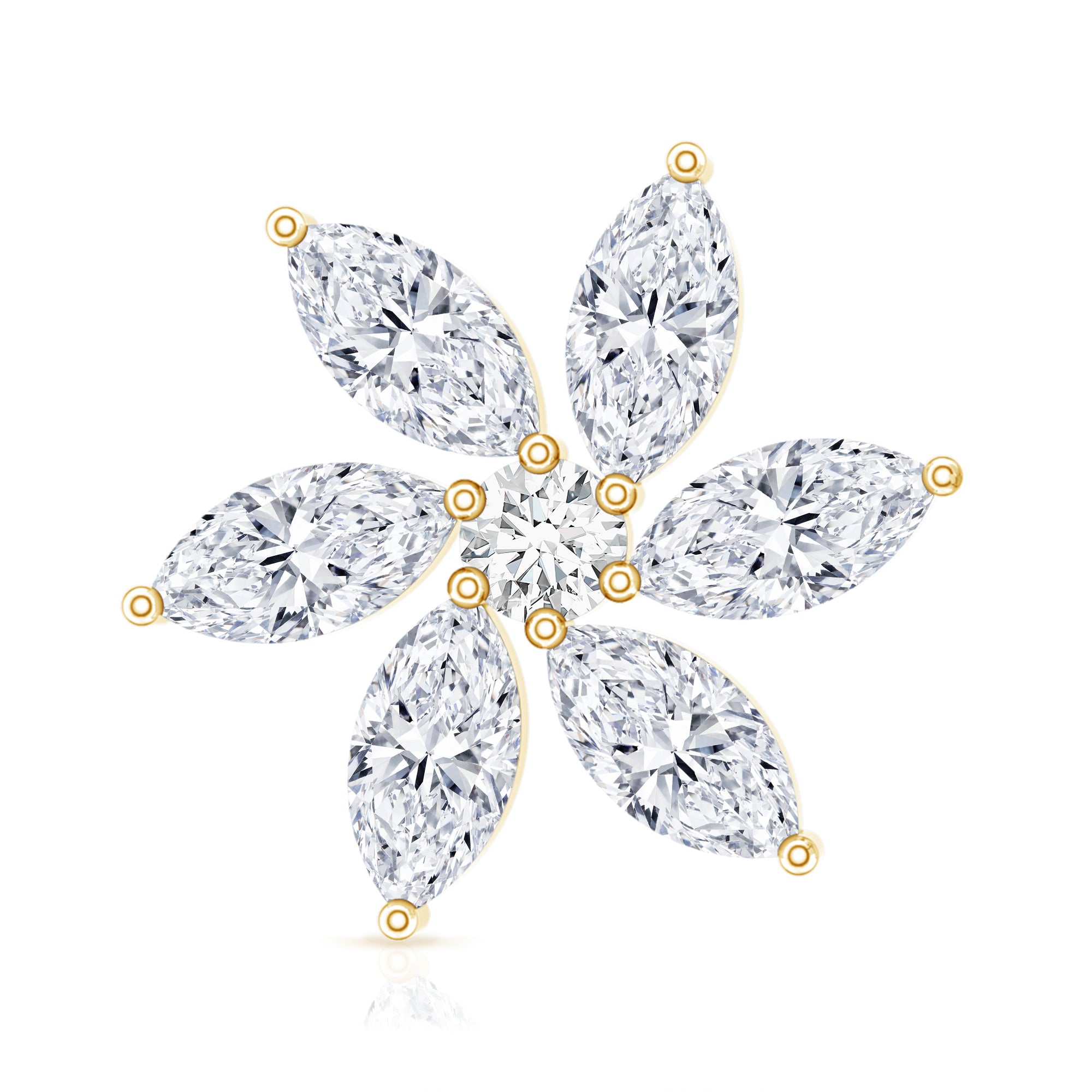 Sparkling Marquise Diamond Flower Helix Earring Lab - ( EF-VS ) - Rosec Jewels