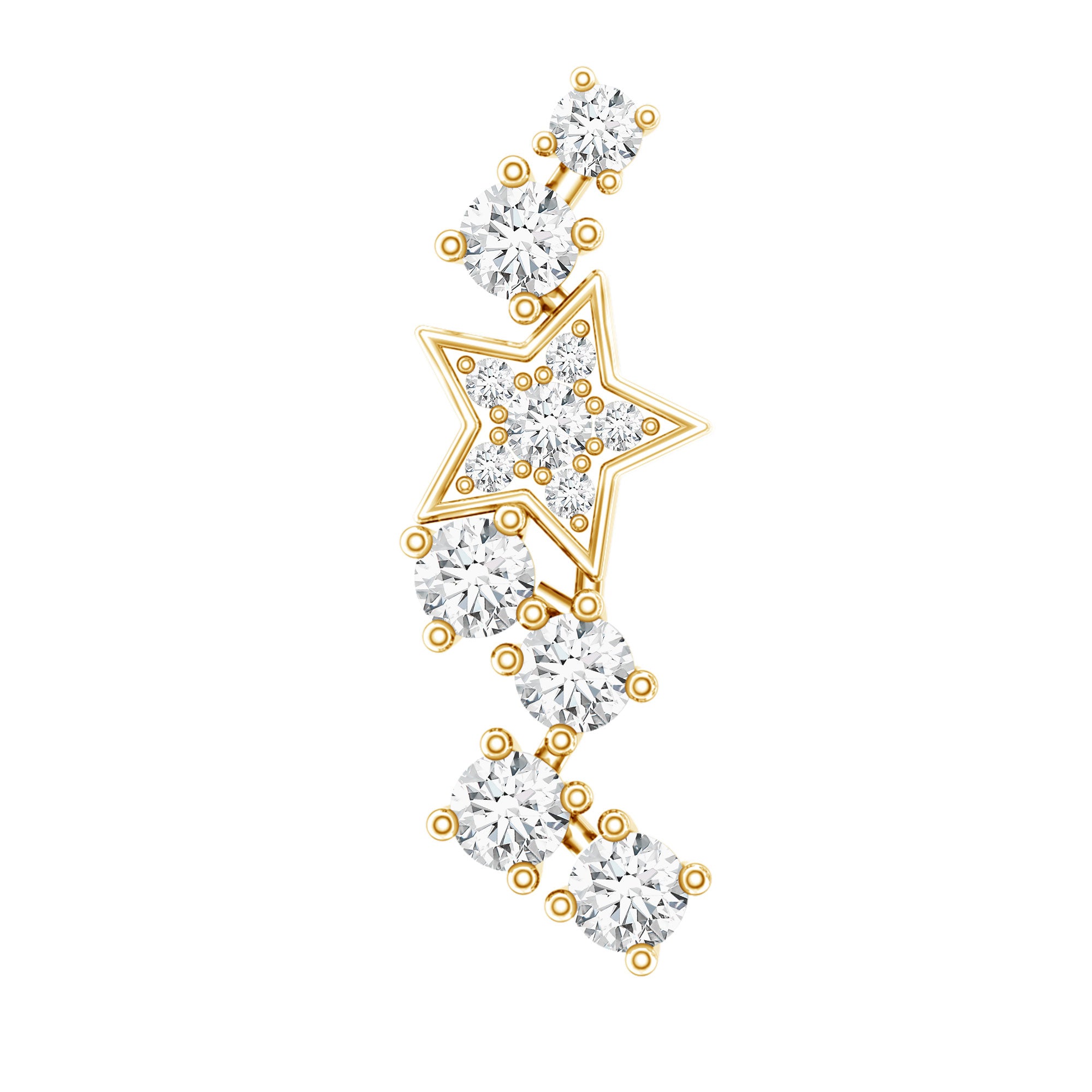 Unique Diamond Star Crawler Helix Earring Lab - ( EF-VS ) - Rosec Jewels