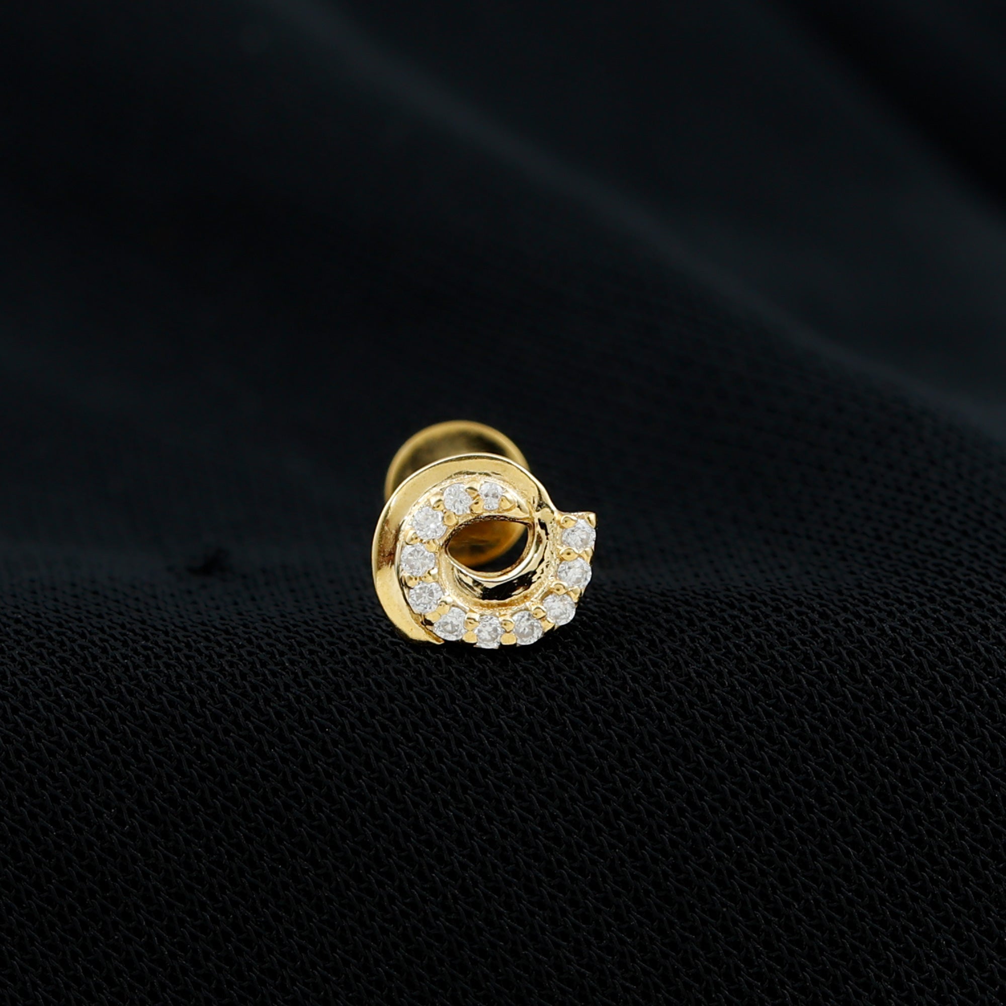 Certified Diamond Spiral Earring for Cartilage Piercing Lab - ( EF-VS ) - Rosec Jewels