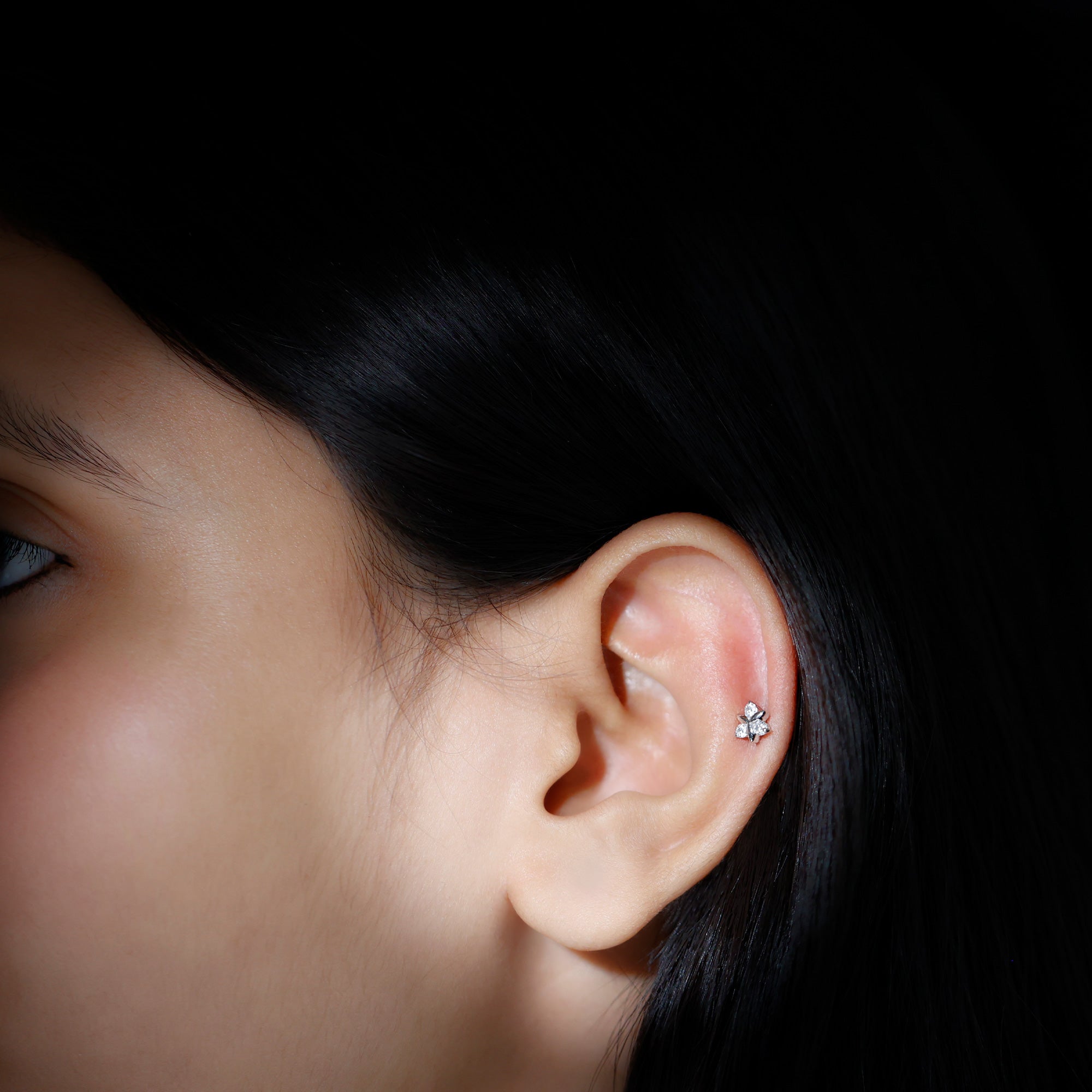Brilliant Cut Diamond Floral Earring for Conch Piercing Lab - ( EF-VS ) - Rosec Jewels