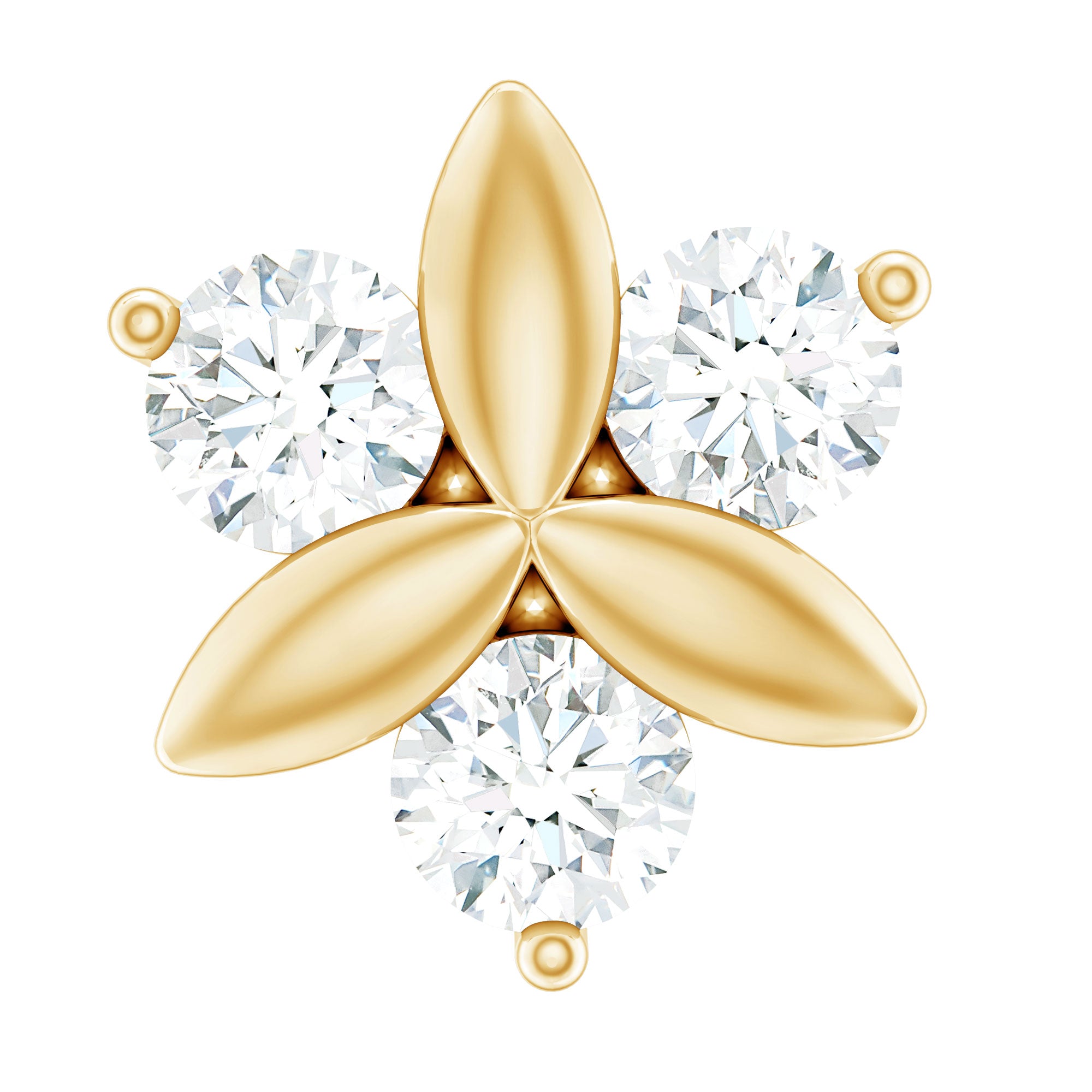 Brilliant Cut Diamond Floral Earring for Conch Piercing Lab - ( EF-VS ) - Rosec Jewels
