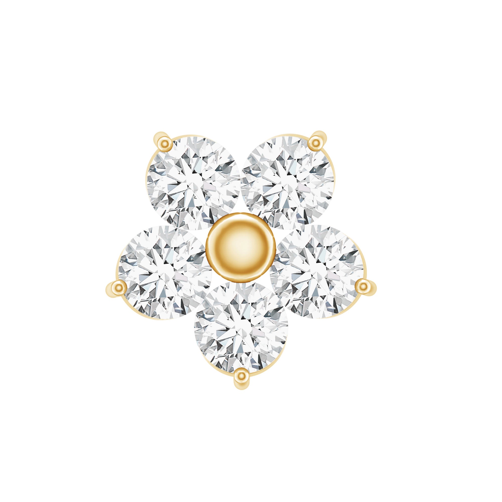 Minimalist Diamond Flower Tragus Earring with Flat Back Lab - ( EF-VS ) - Rosec Jewels
