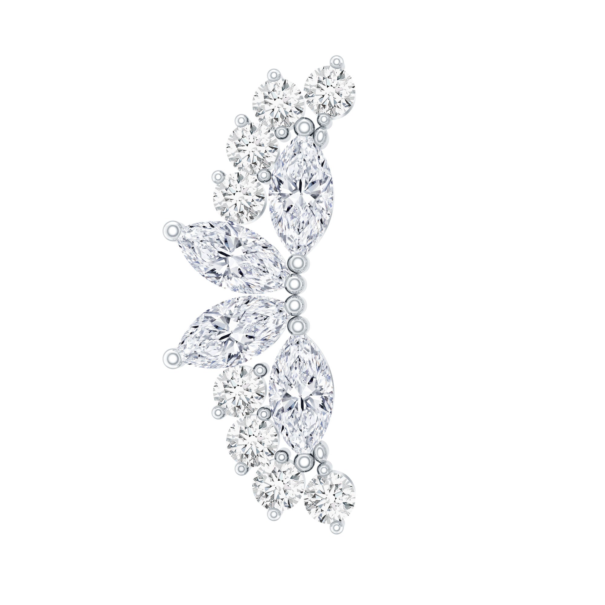 Unique Diamond Crawler Earring for Cartilage Piercing Lab - ( EF-VS ) - Rosec Jewels