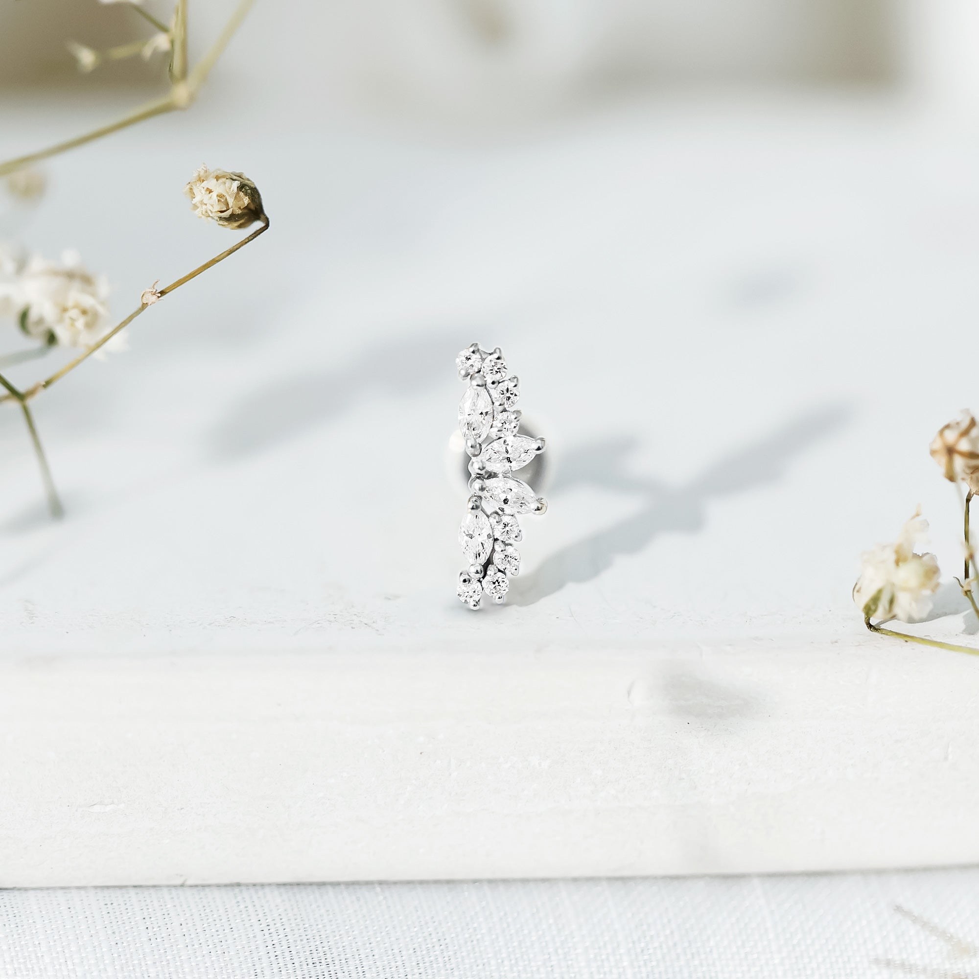 Unique Diamond Crawler Earring for Cartilage Piercing Lab - ( EF-VS ) - Rosec Jewels