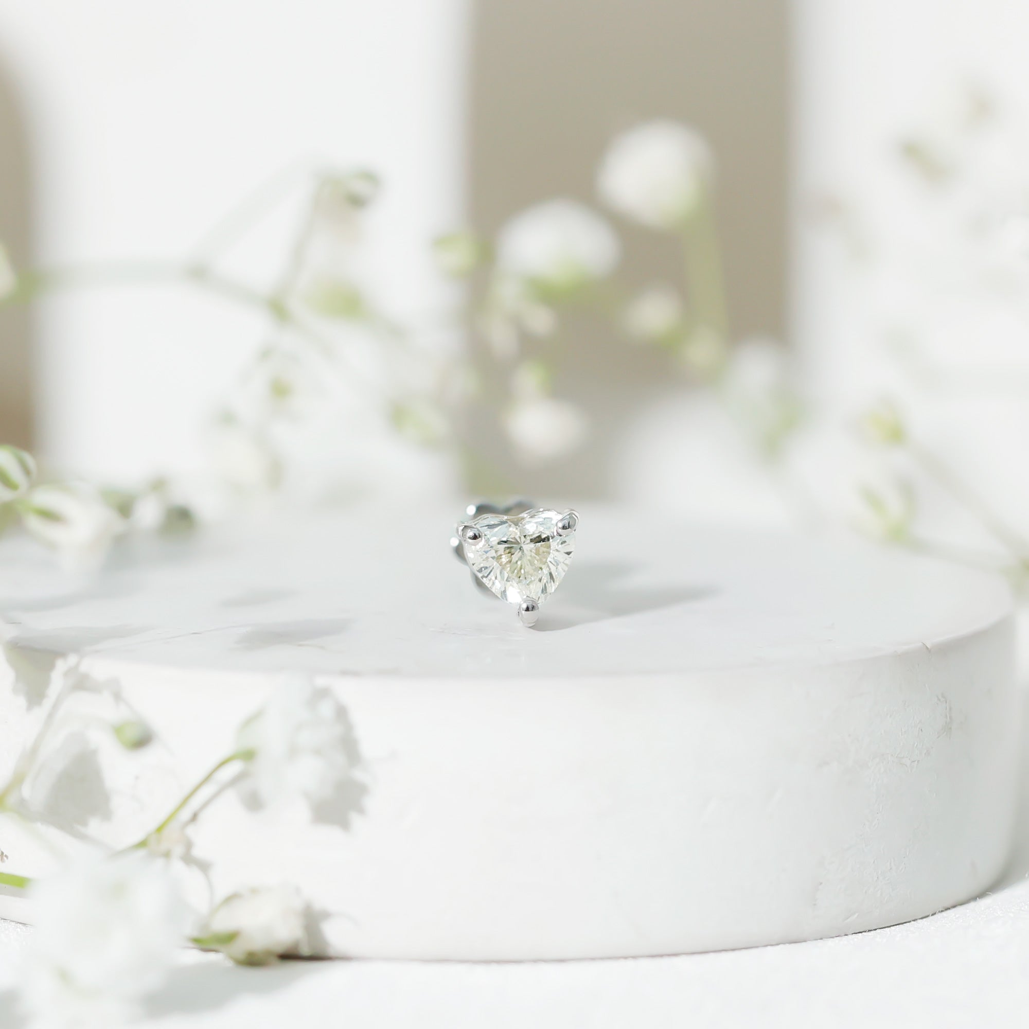 Solitaire Diamond Heart Earring with Flat Back Lab - ( EF-VS ) - Rosec Jewels