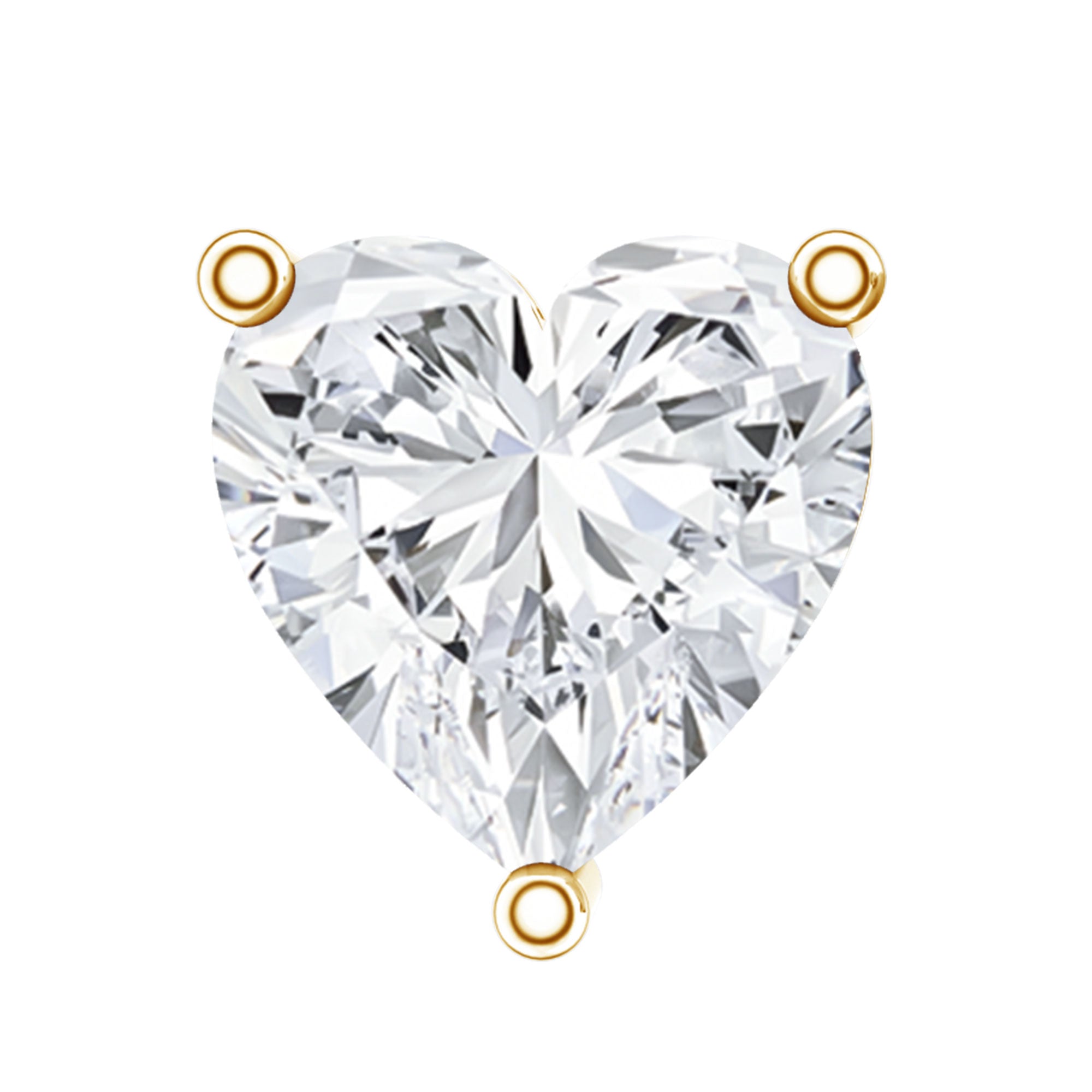 Solitaire Diamond Heart Earring with Flat Back Lab - ( EF-VS ) - Rosec Jewels