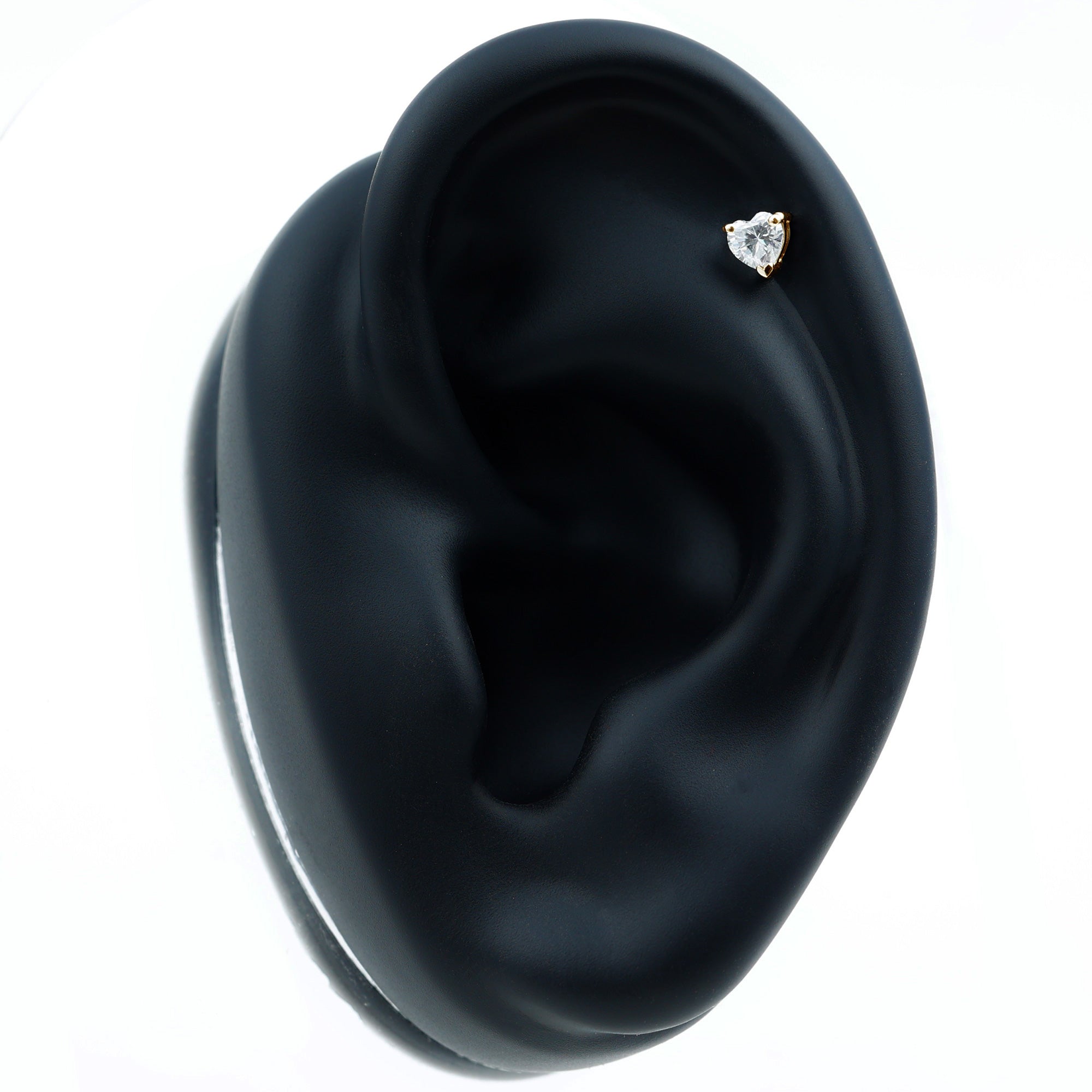 Solitaire Diamond Heart Earring with Flat Back Lab - ( EF-VS ) - Rosec Jewels